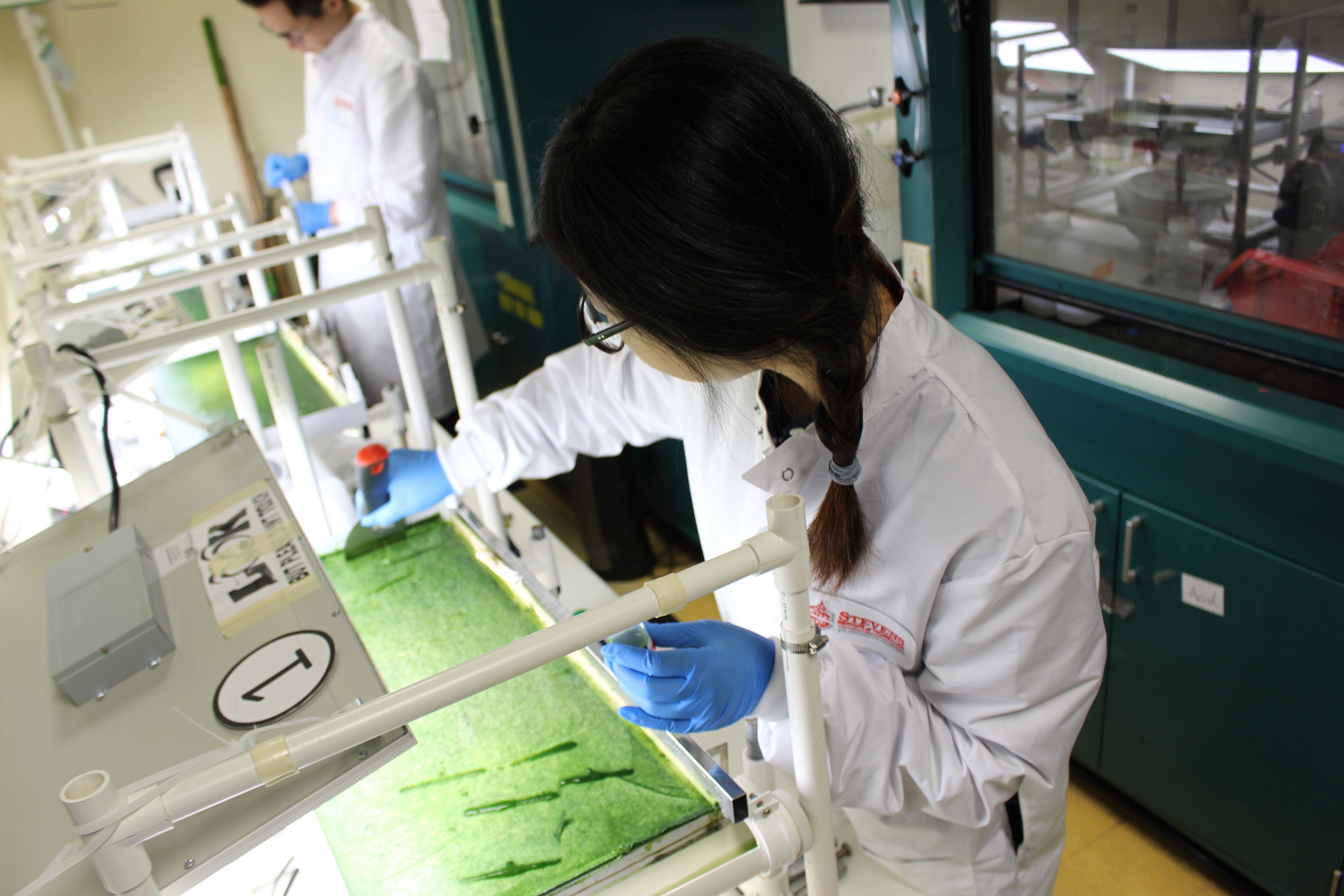 Stevens student Yanxia Lin in lab