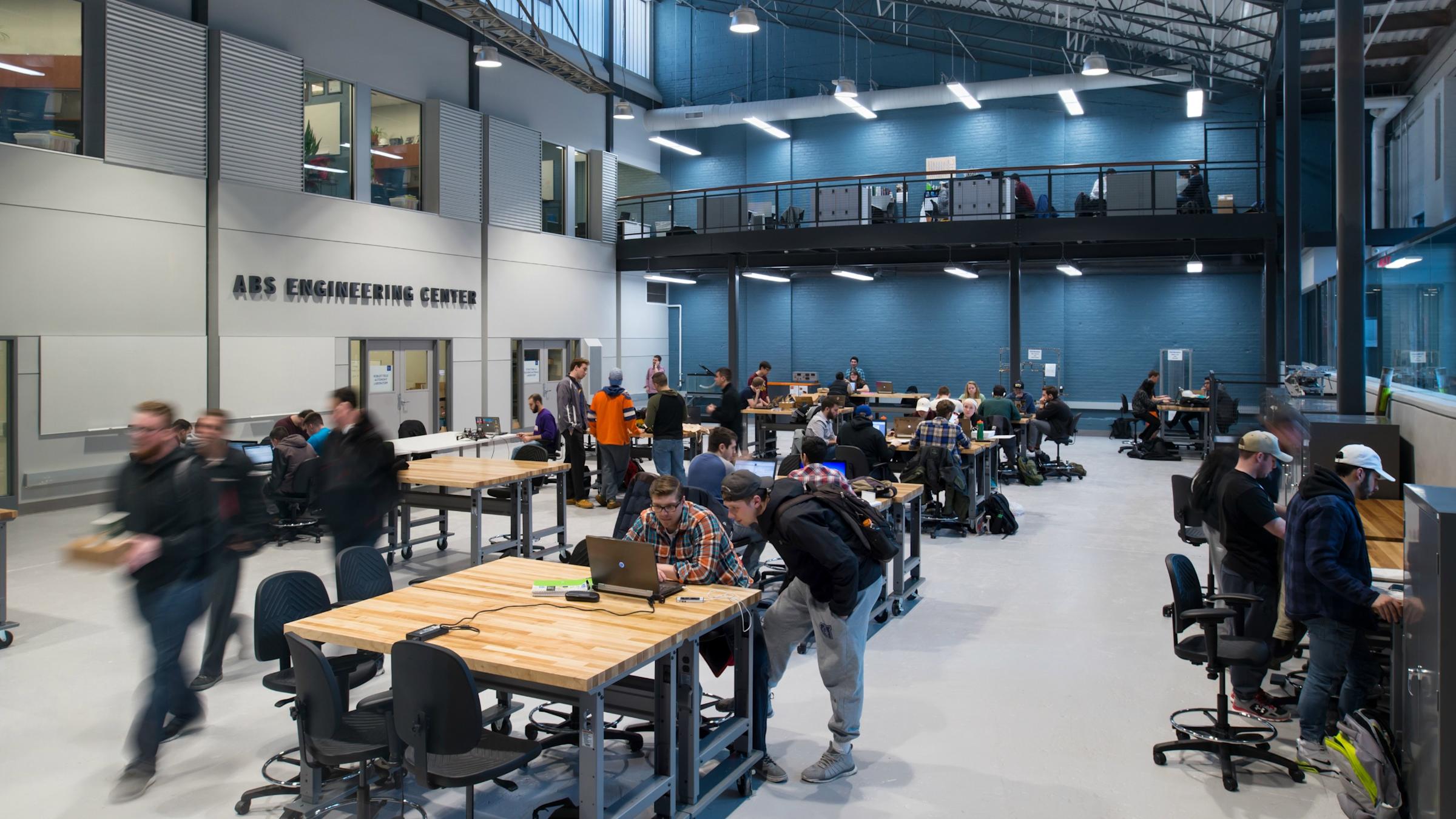 Students in the ABS Center main ground-floor space