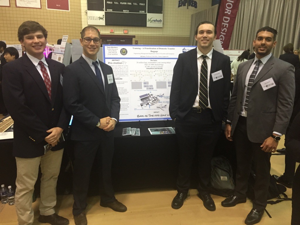 Stevens engineering management students at Stevens Innovation Expo event
