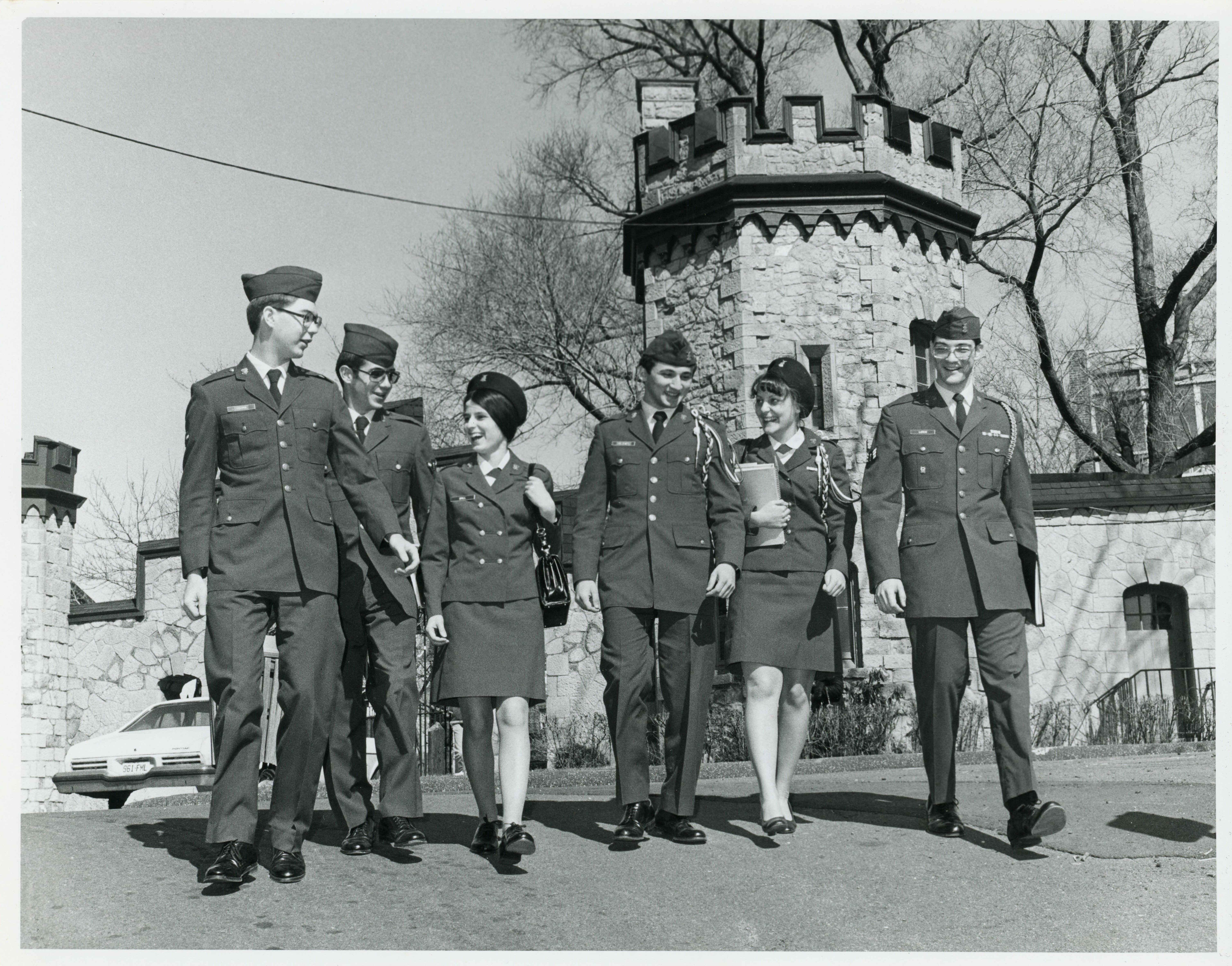historical photo of students in ROTC uniforms
