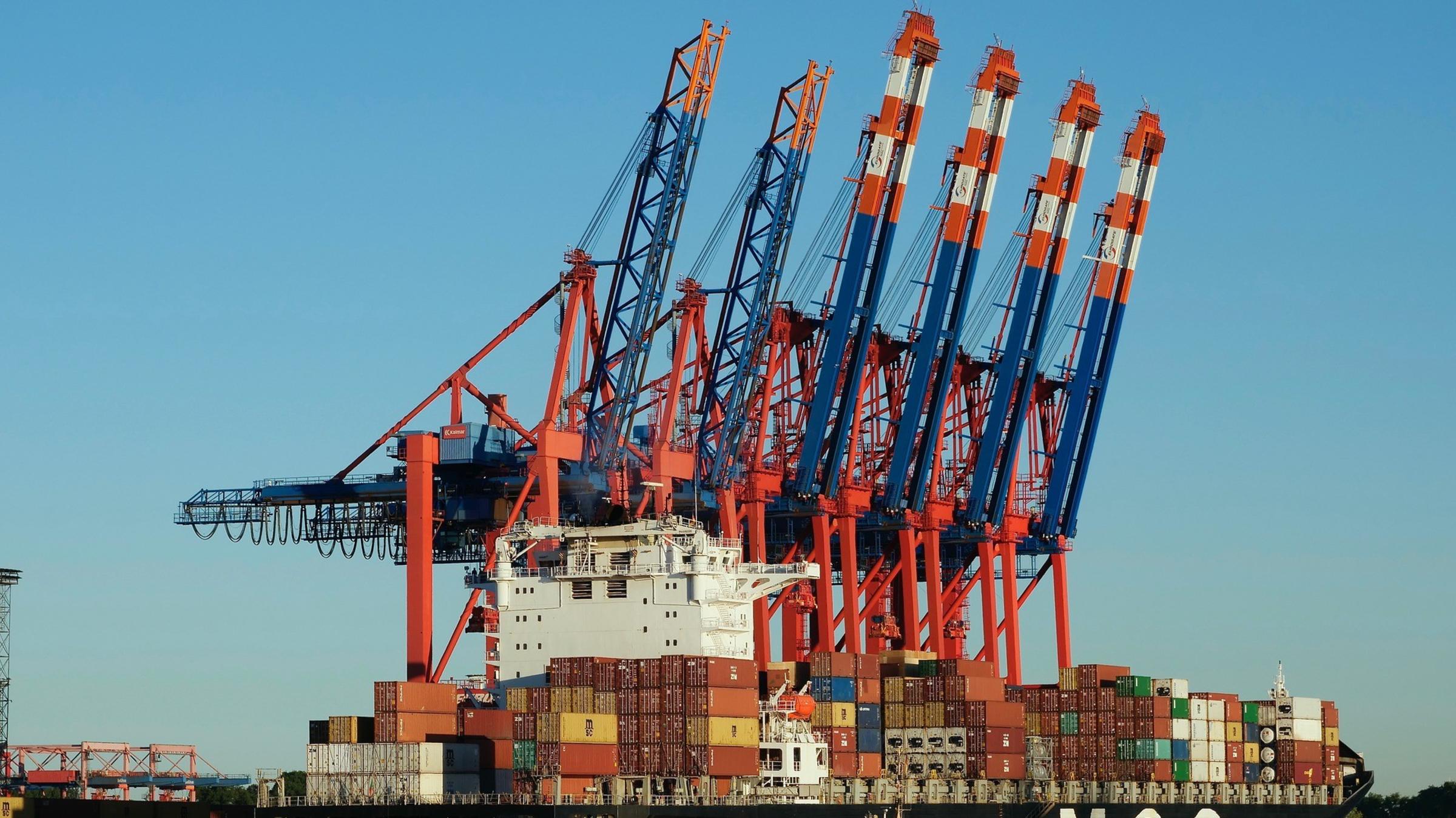 Freighter ship in port