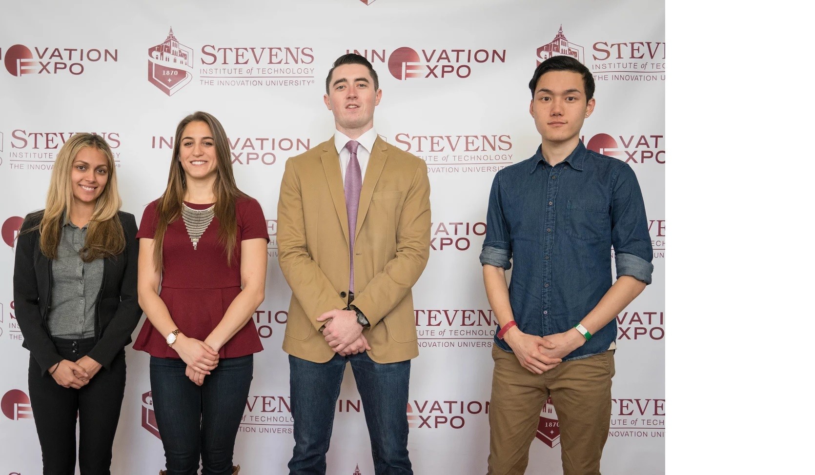 Stevens engineering management students from left to right: Michele Meade, Gina Salmins, Robert Sarrow and Peter Yeung 