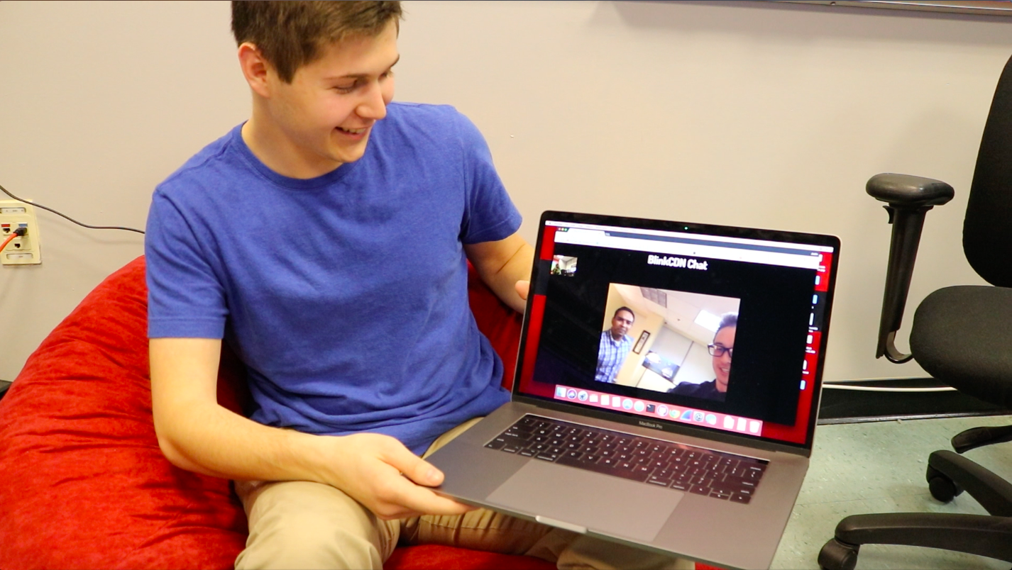 Blink CDN Team Member Justin Trugman Demonstrates the Technology with Charles Bethin and Mukundan Iyengar