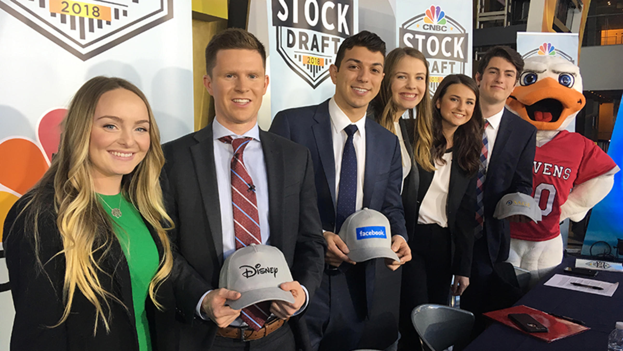 Stevens Tech Traders team on draft day at CNBC.