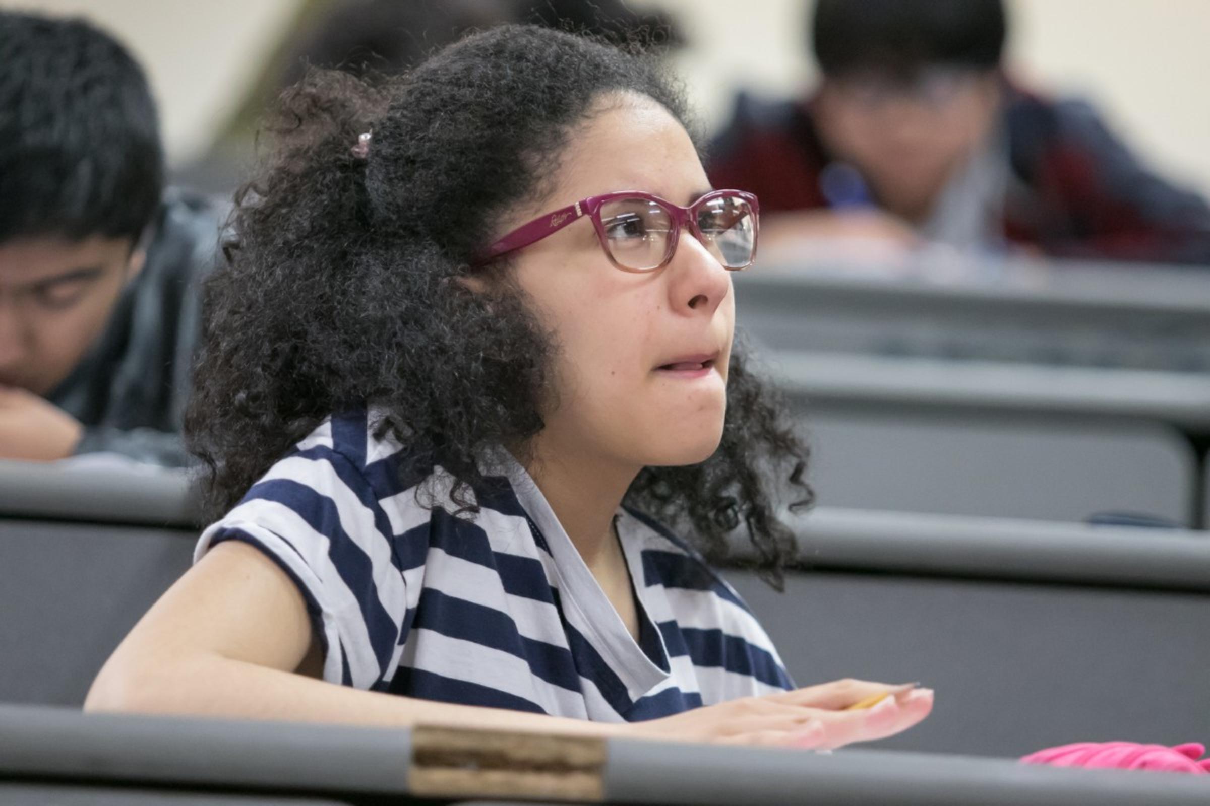 A young girl in a classroom