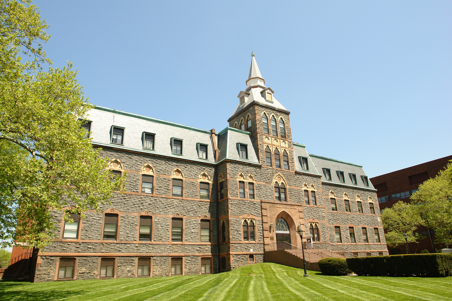 Edwin A. Stevens building with a blue sky in the background 