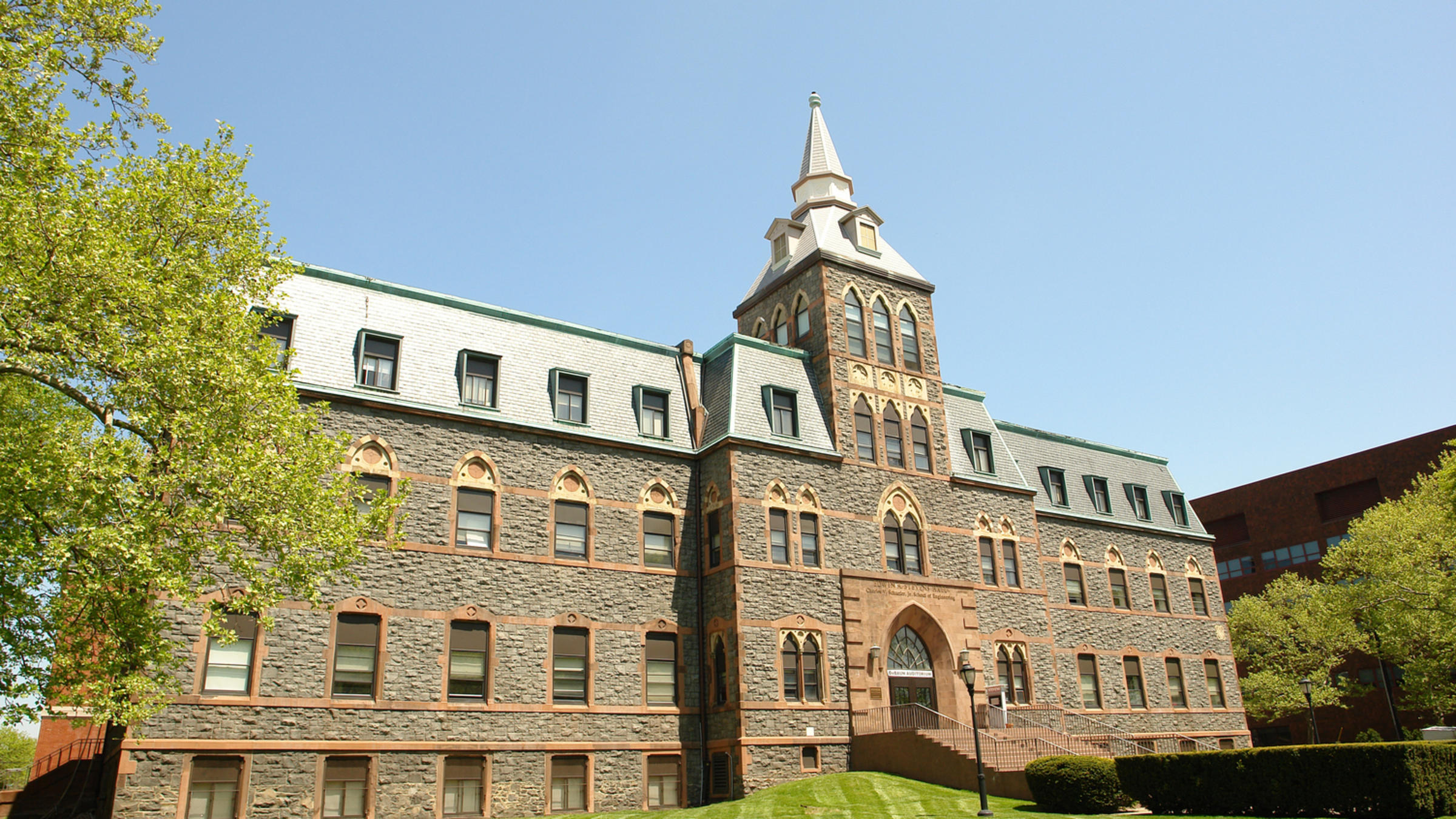 Edwin A. Stevens building with a blue sky in the background