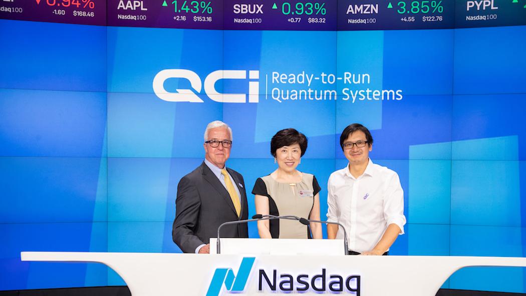 Stevens representatives on stage at New York City's Nasdaq
