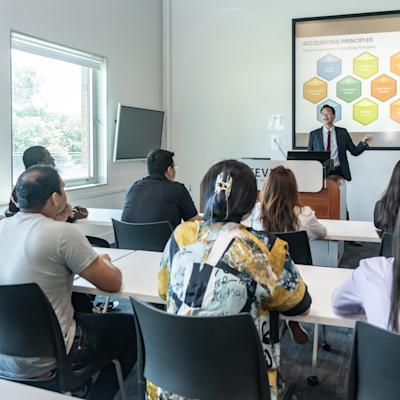 Professor teaching in classroom