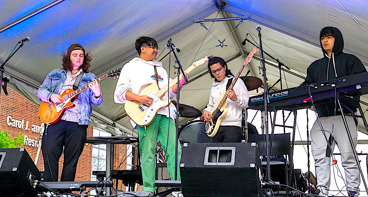 Stevens student band performs on stage at the 2023 Innovation Expo