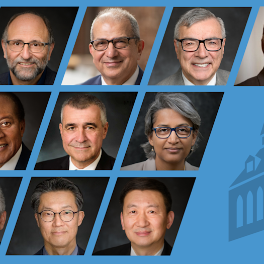 A graphic design with photos of the NAI Fellows at Stevens.