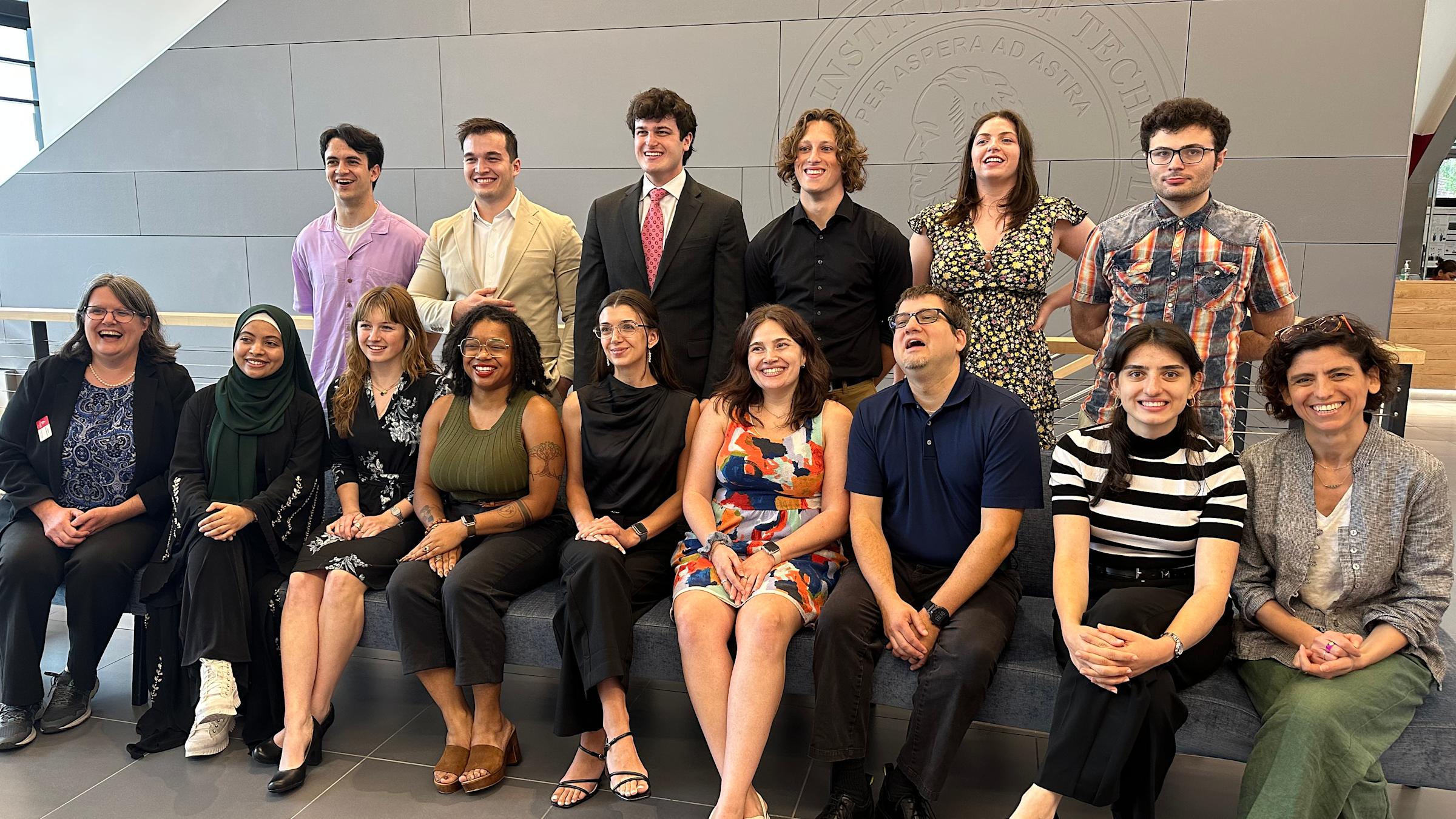 group photo of REU/RET participants with Patricia Muisener and Pinar Akcora