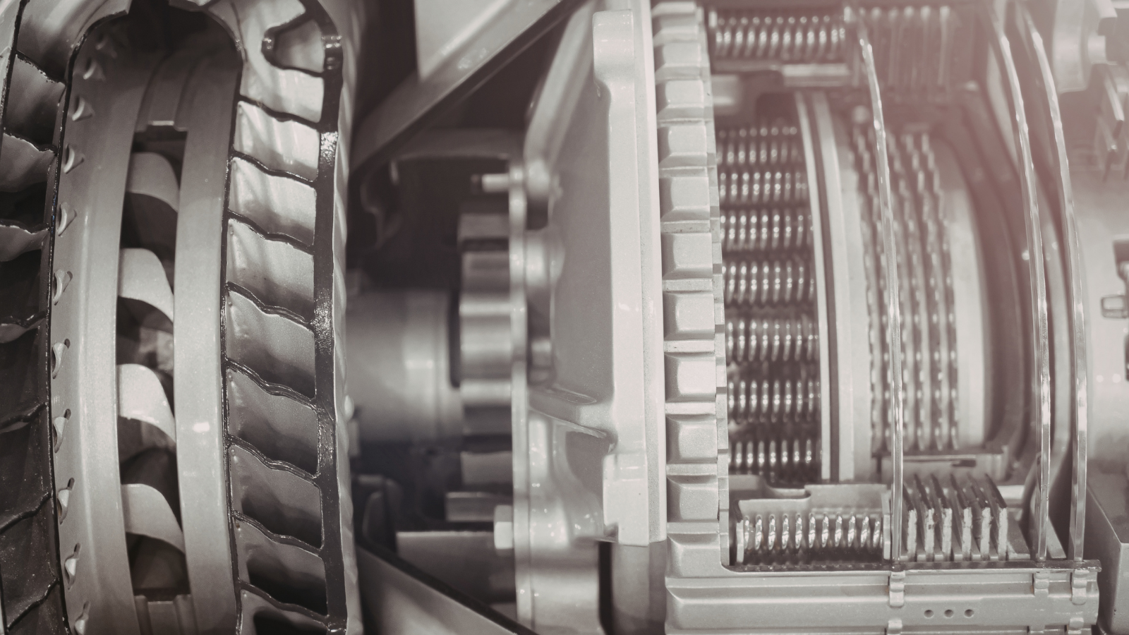 A close-up of a jet engine's internal components.