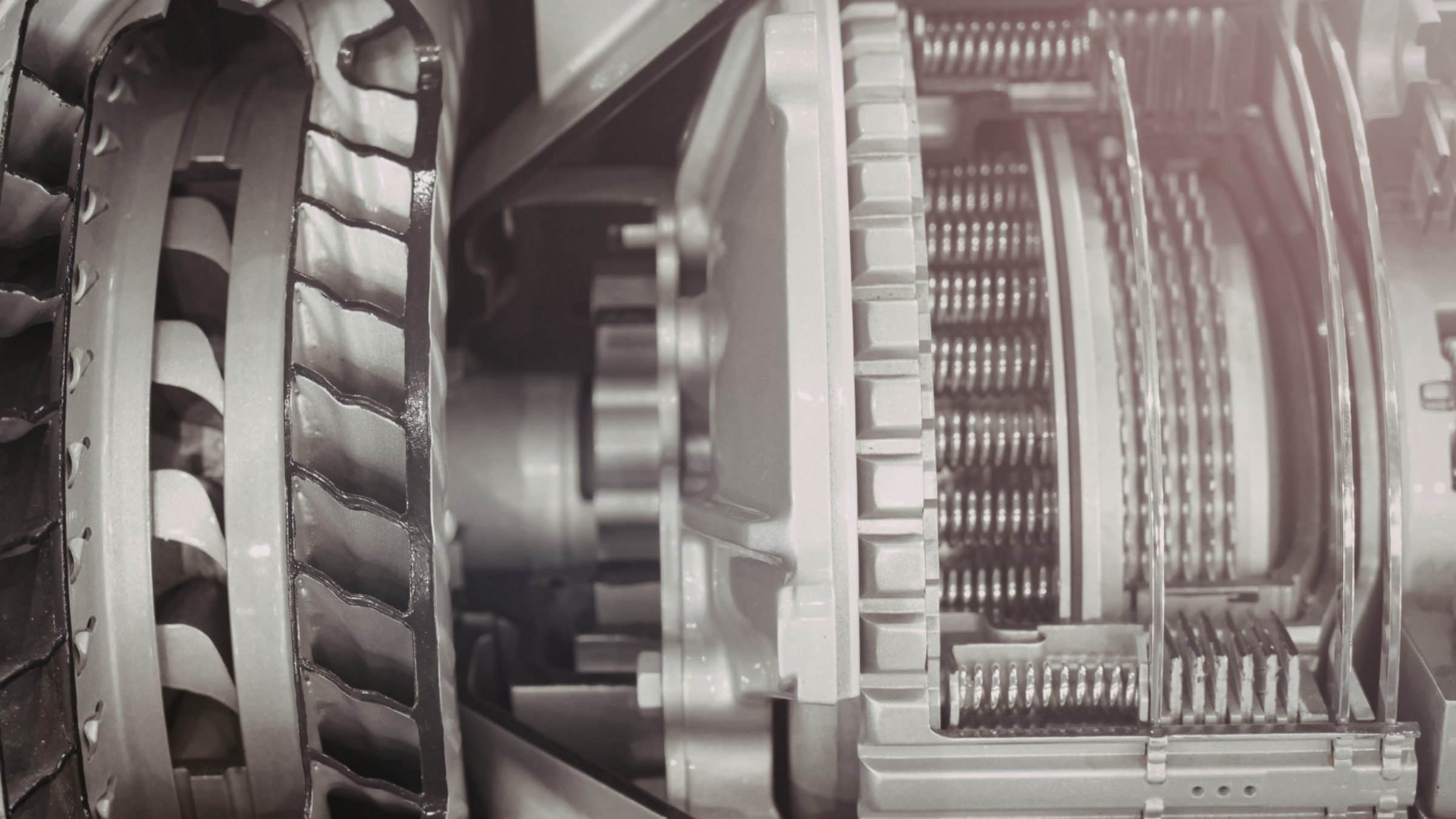 A close-up of a jet engine's internal components.