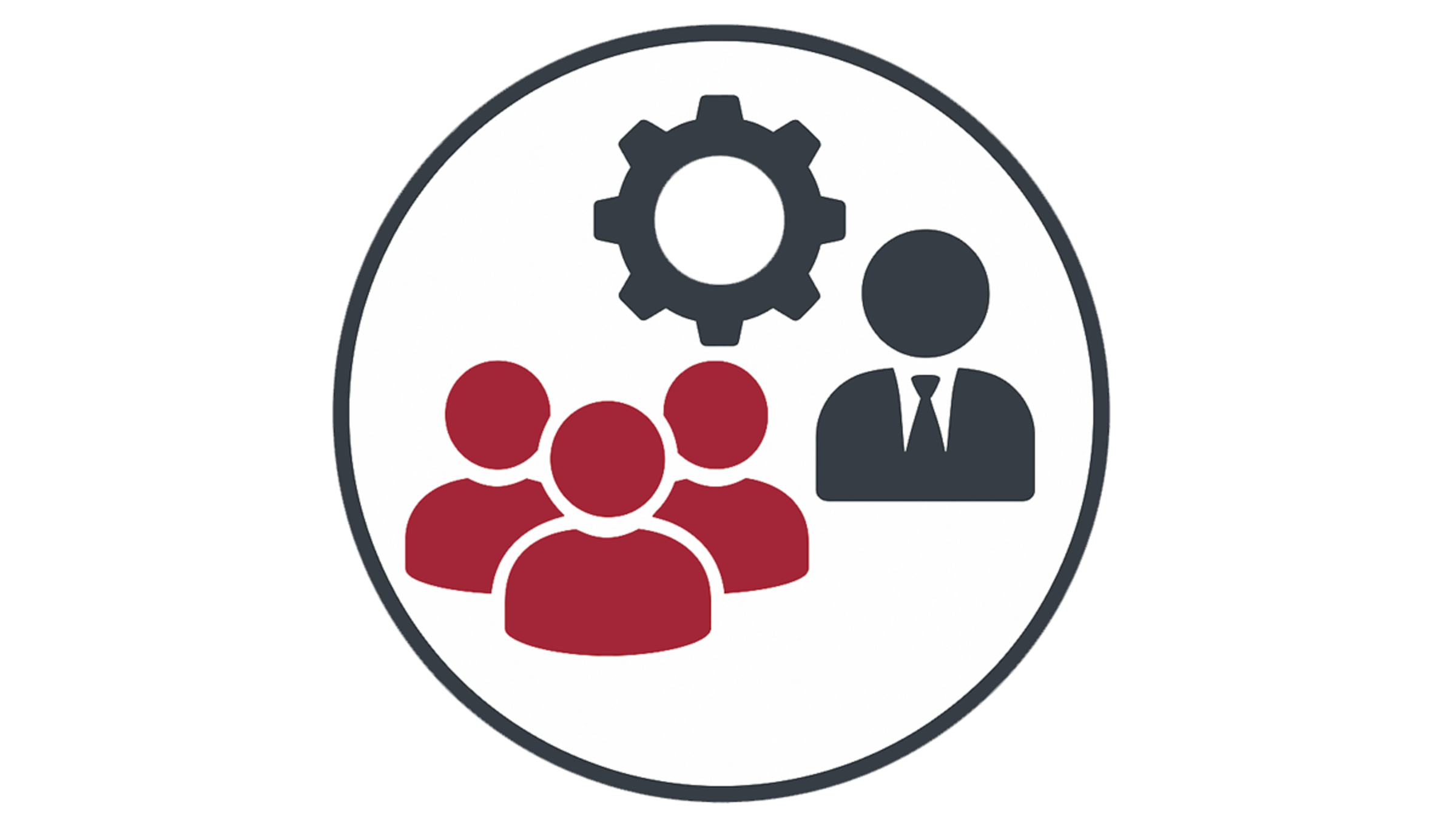 Illustration of an instruction and students in a circle with a gear icon.