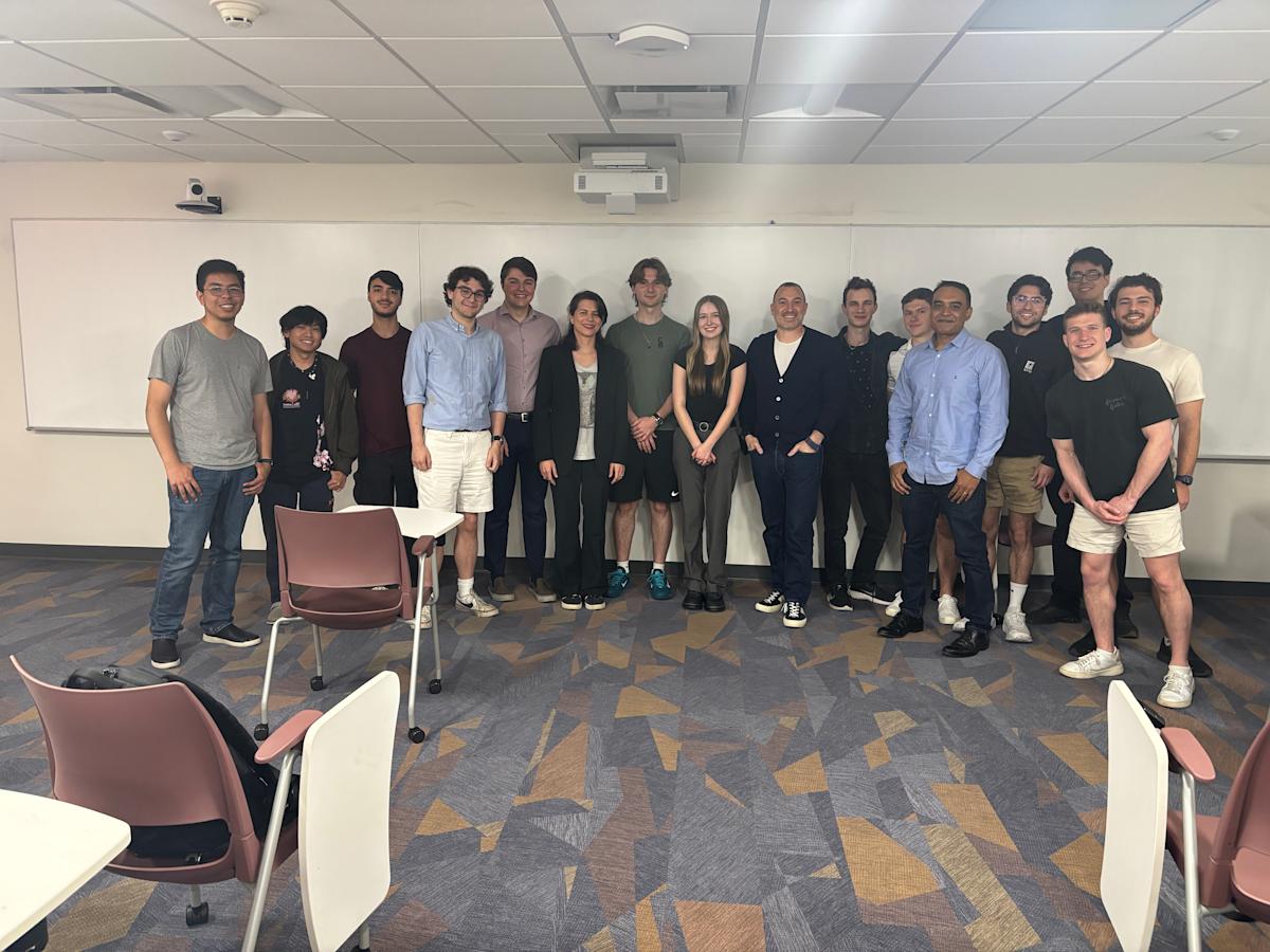 Entrepreneur Nathan Schultz, president and CEO of Chegg, with iSTEM and Launchpad students