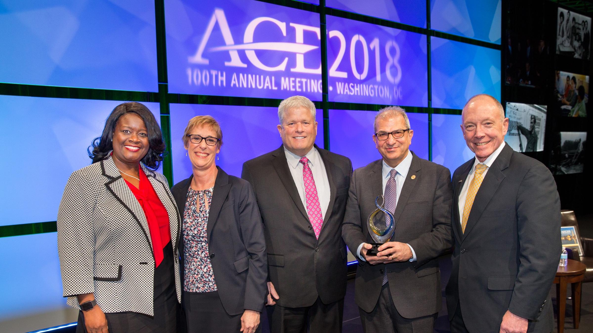 Nariman Farvardin receiving the ACE award for Institutional Transformation