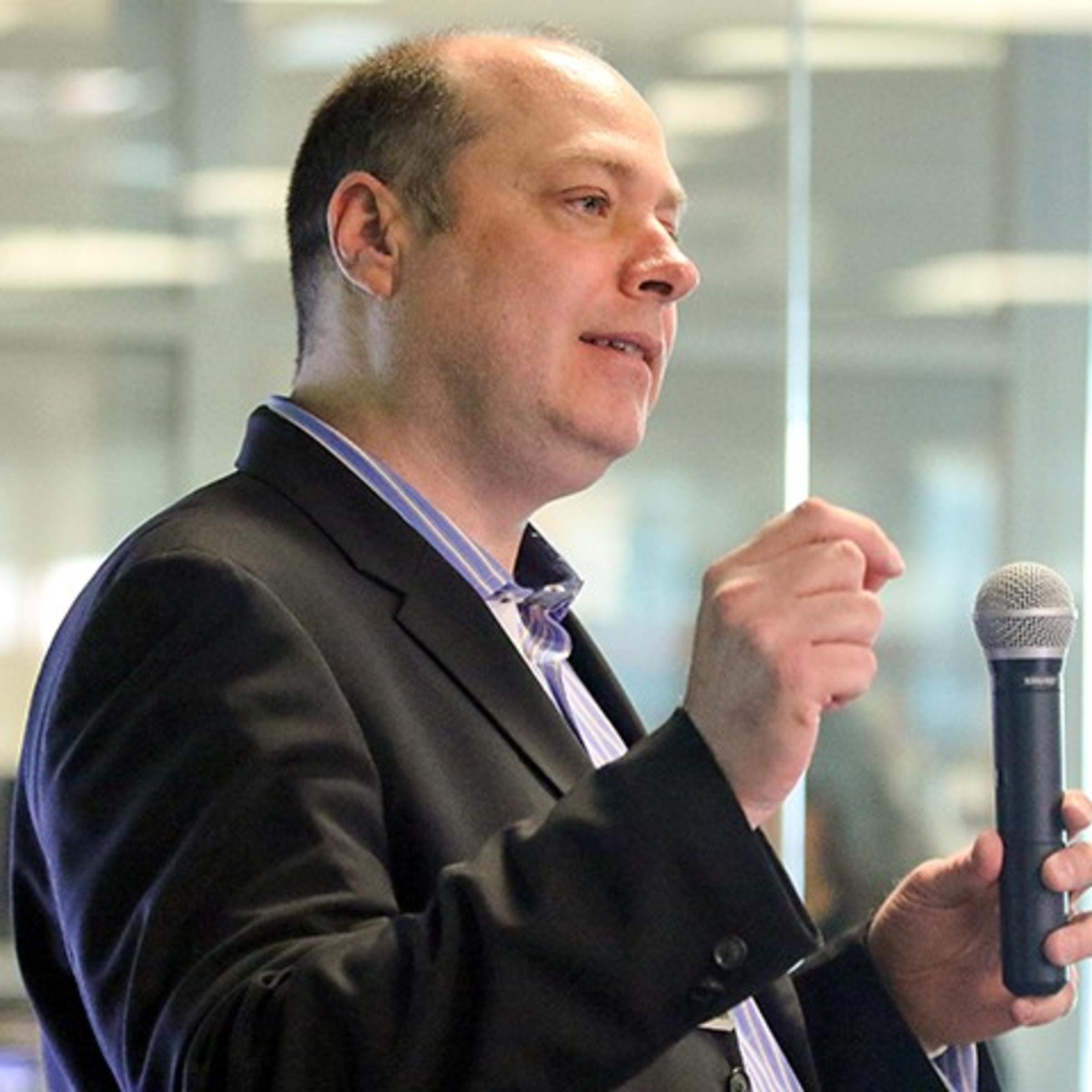 Photo of Patrick Houlihan speaking at Stevens.