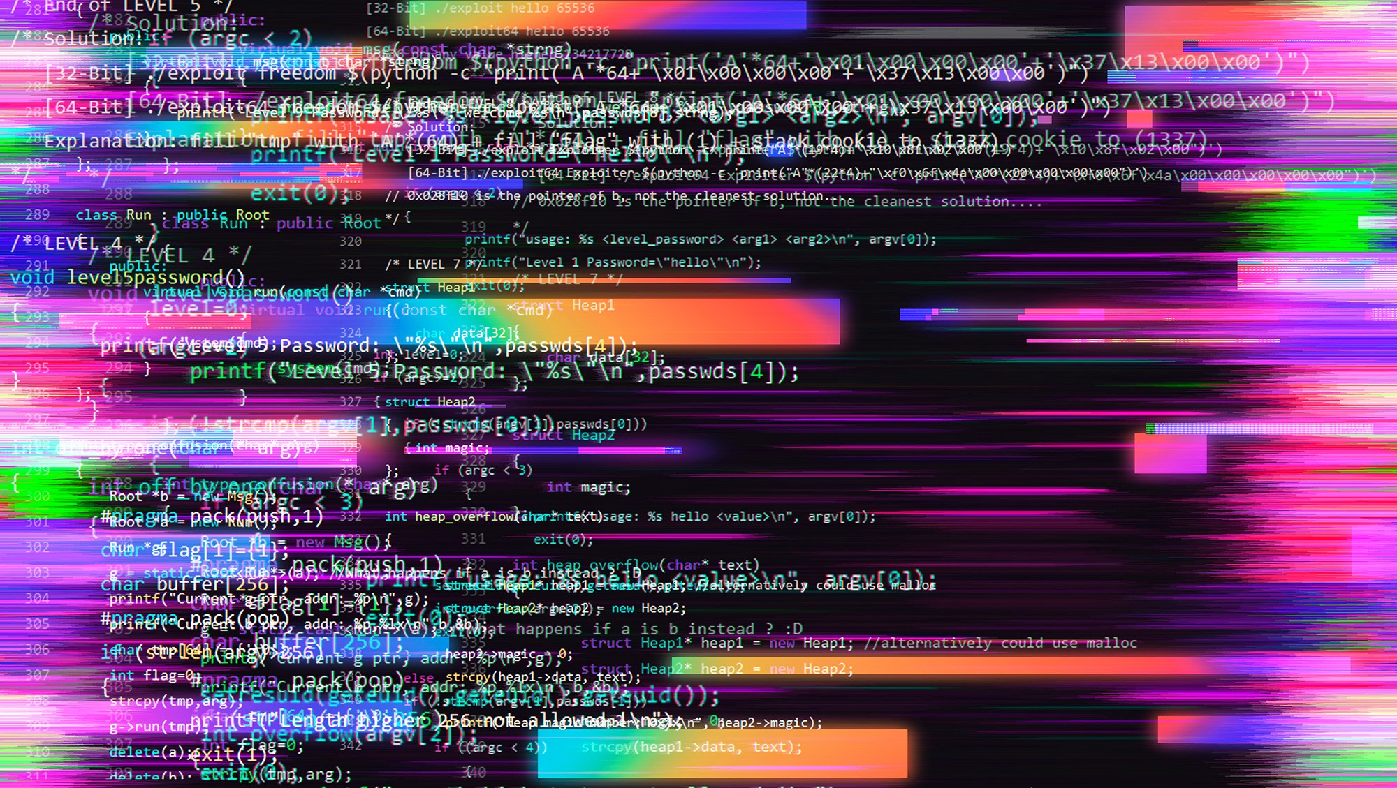 Random stripes of exploit malware code