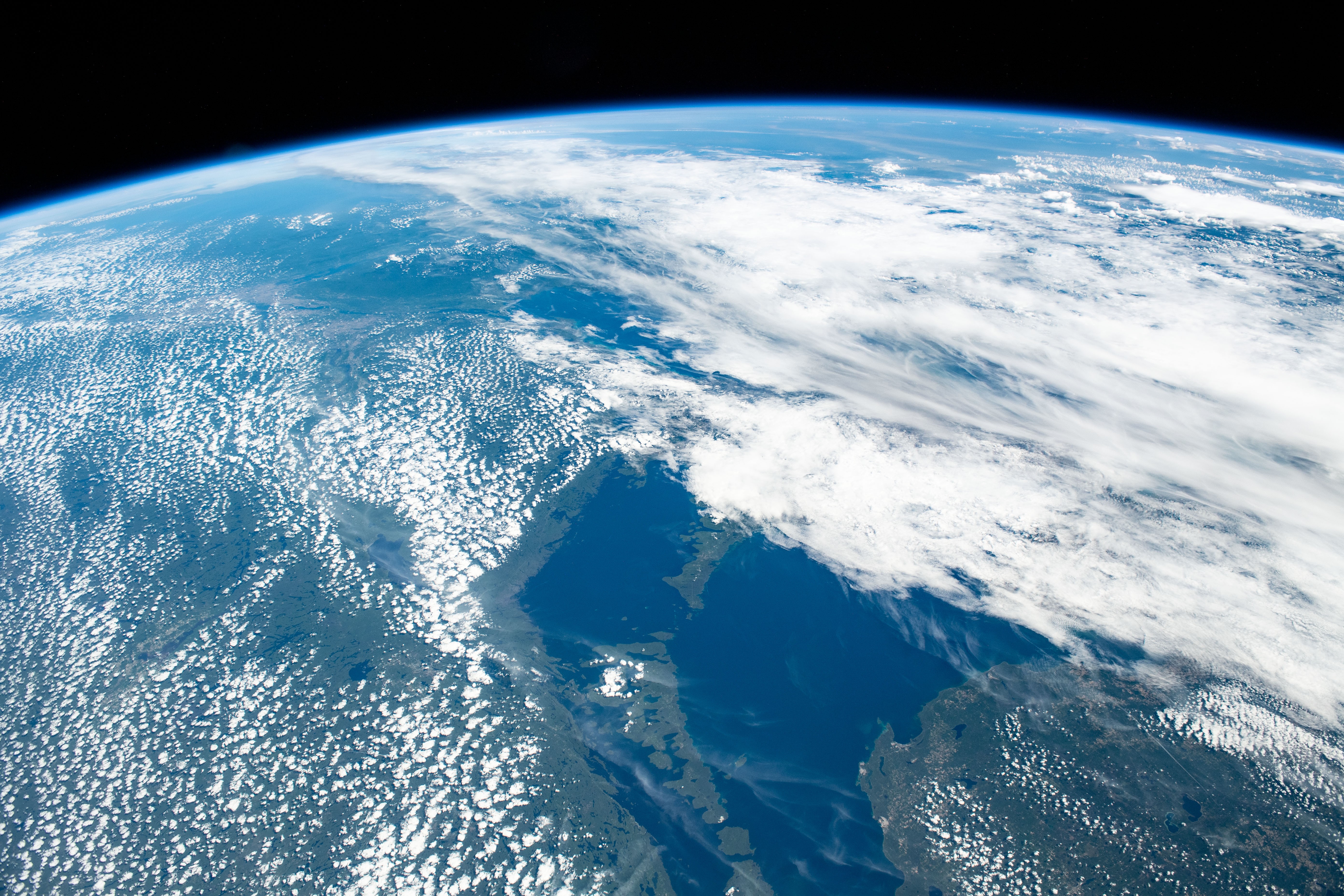 View from space of Earth covered in clouds.