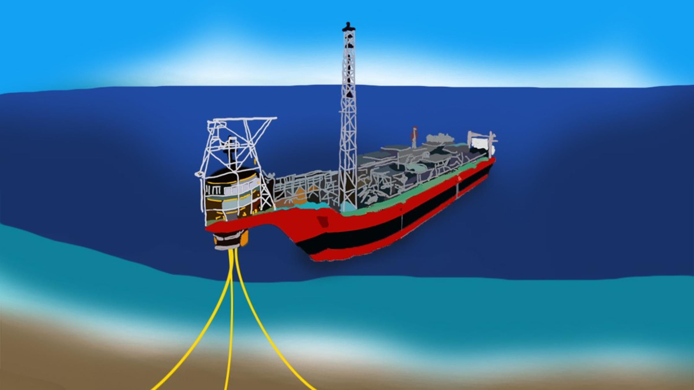 Drawing of a ship at sea