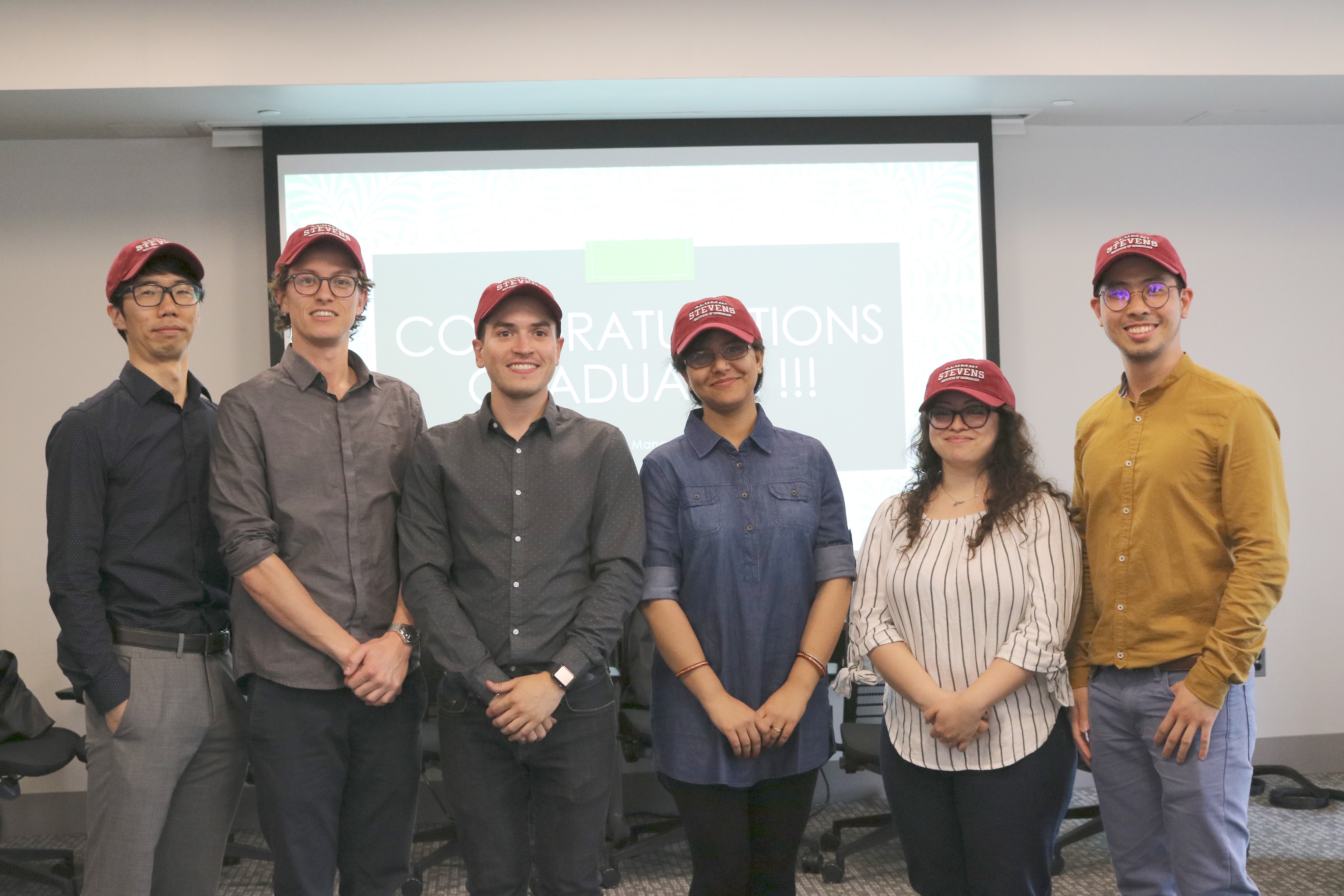 The sustainability management program Class of 2018, from left to right: Jason Park, Lucas Mondadori, Alvaro Caicedo, Pallabi Mukherjee, Rosemarie Suarez and Sunhawach Na Nagara