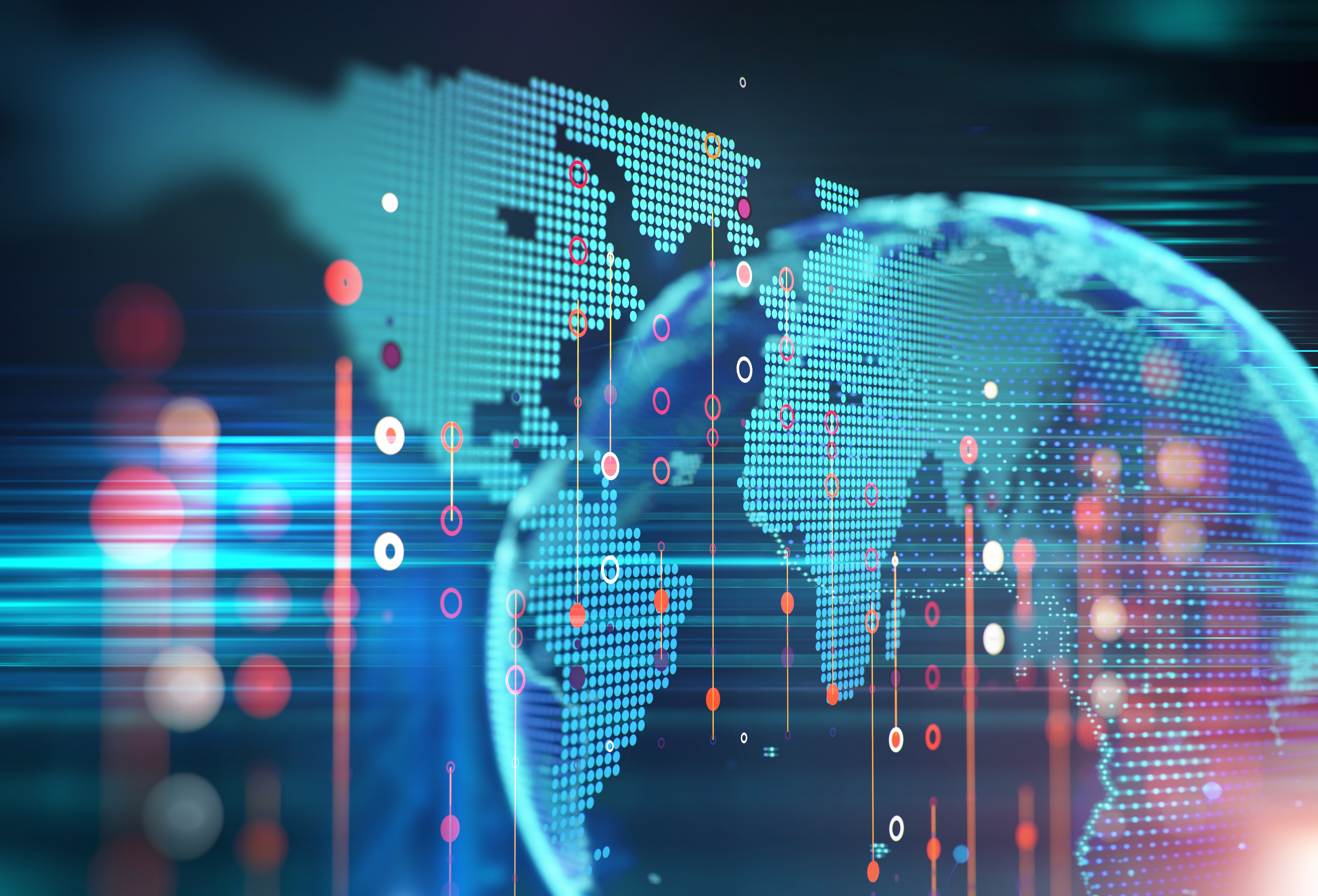 Stock image of digital world map.