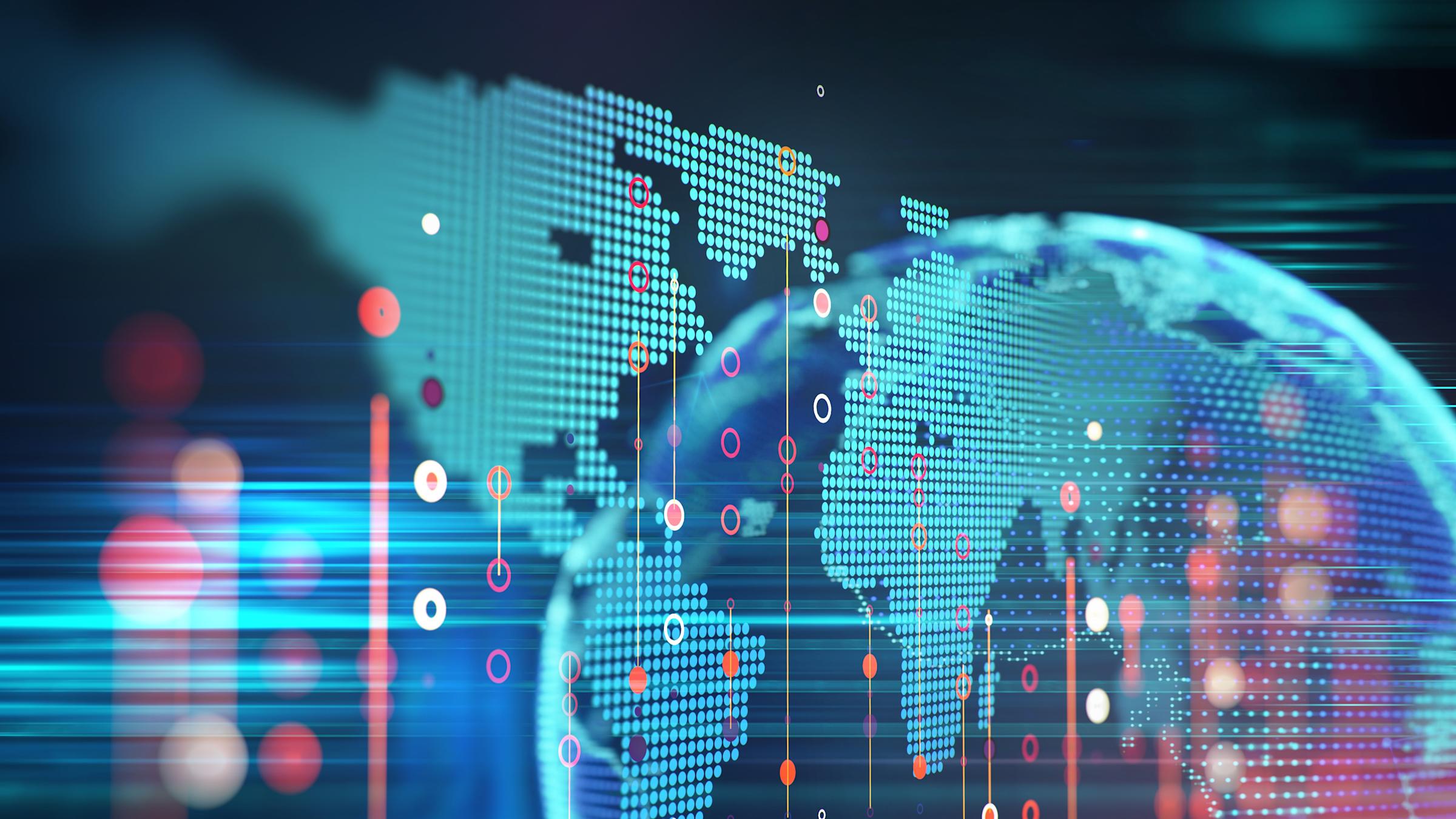 Stock image of digital world map.