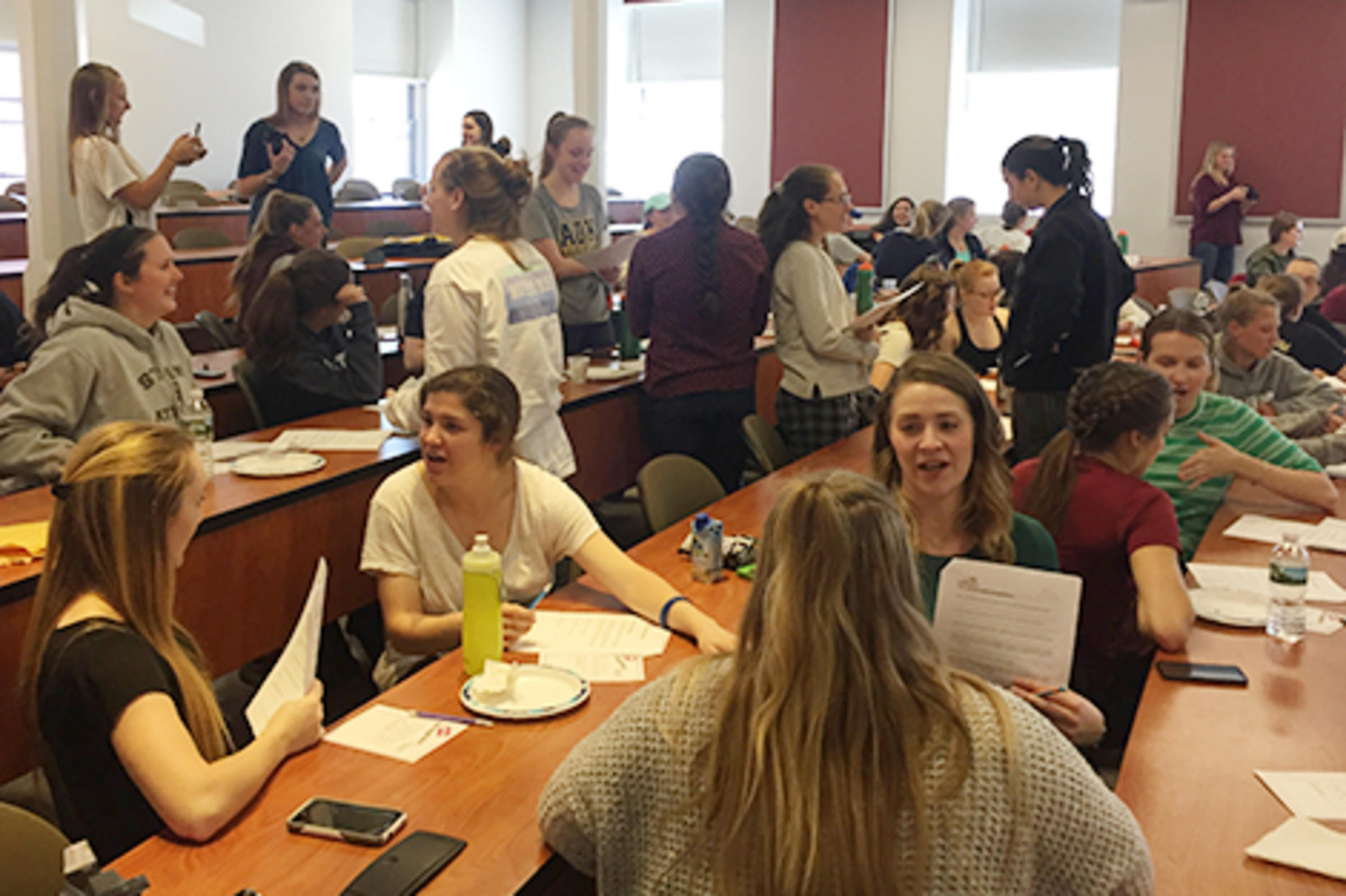 Students at the salary negotiation workshop at Stevens.