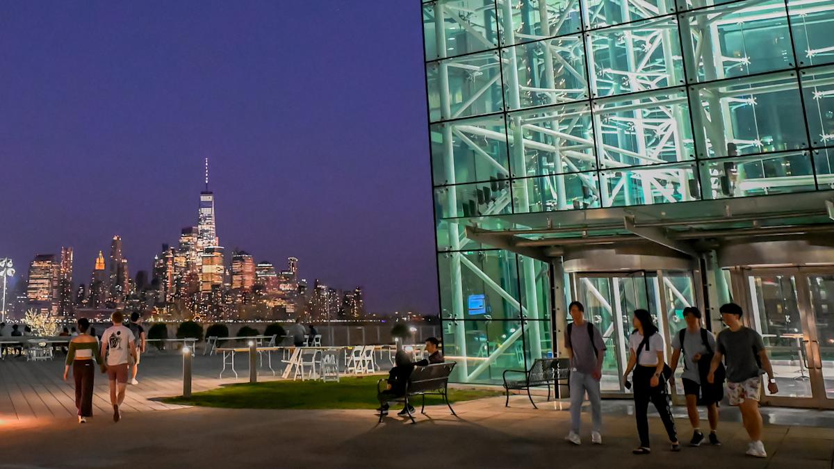 New York skyline at night from Stevens campus.