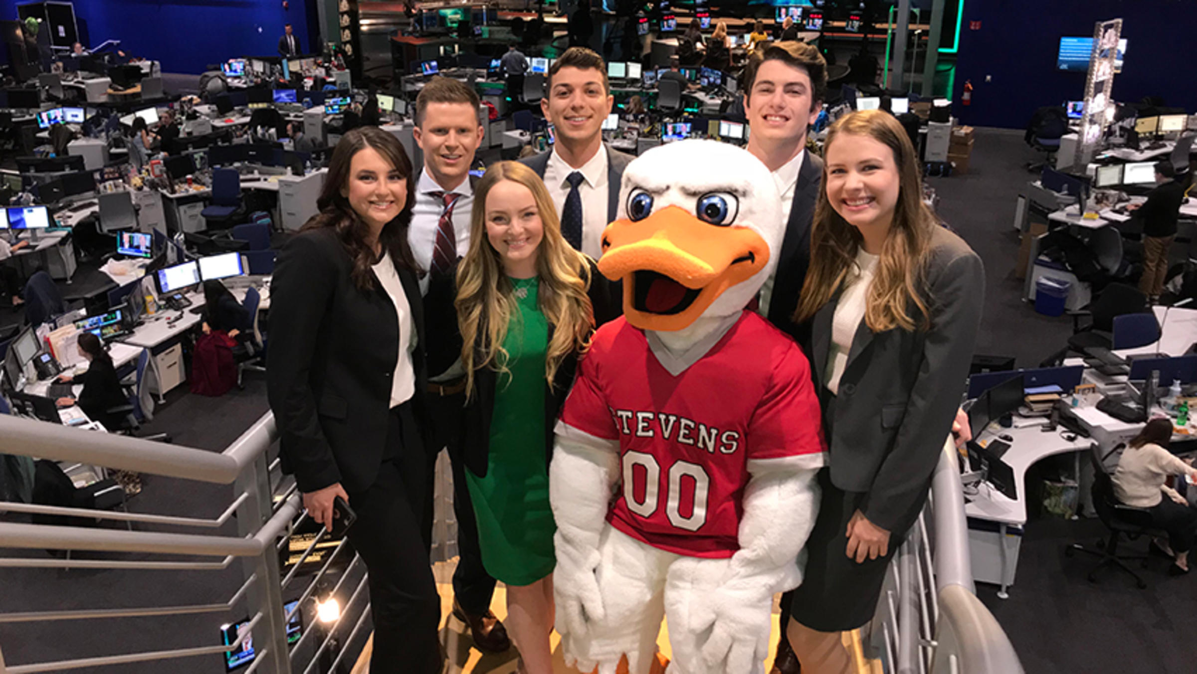 The business students in CNBC's newsroom.