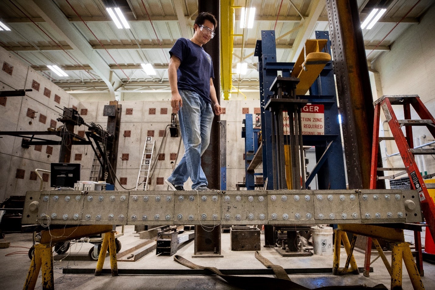 Person walks on LEGO-inspired smart concrete blocks