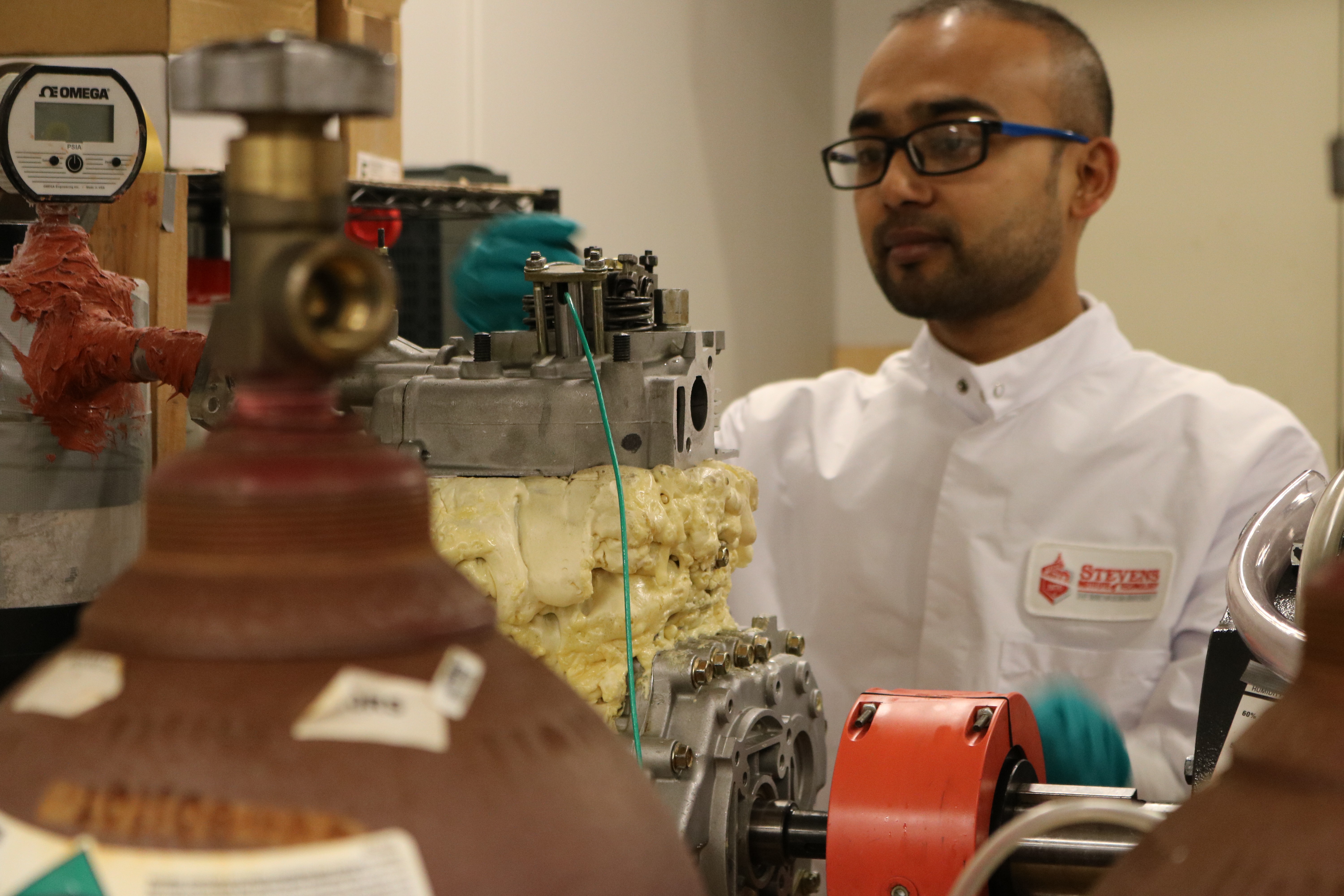Stevens student working in a lab