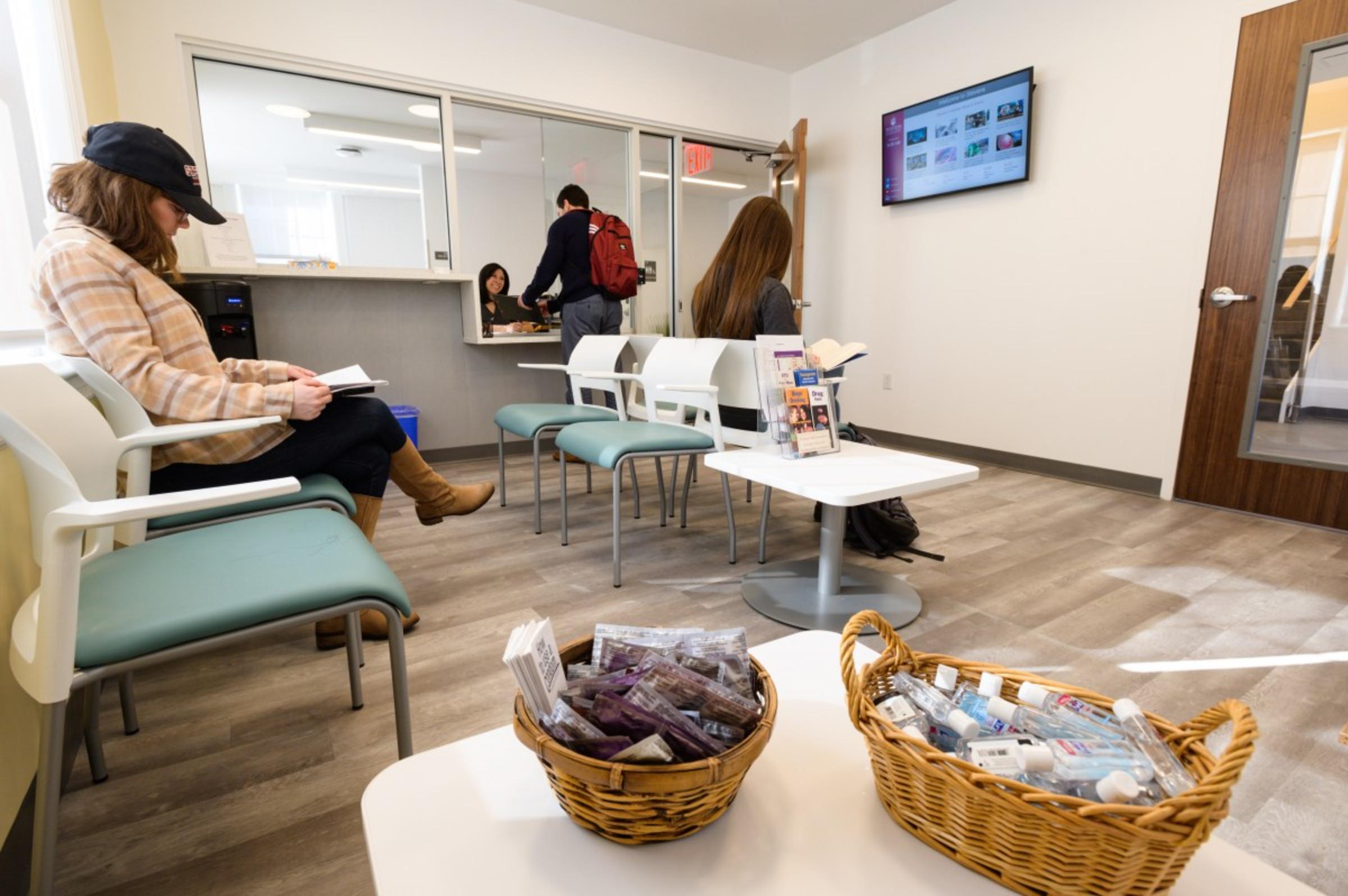 Waiting room at the Student Wellness Center