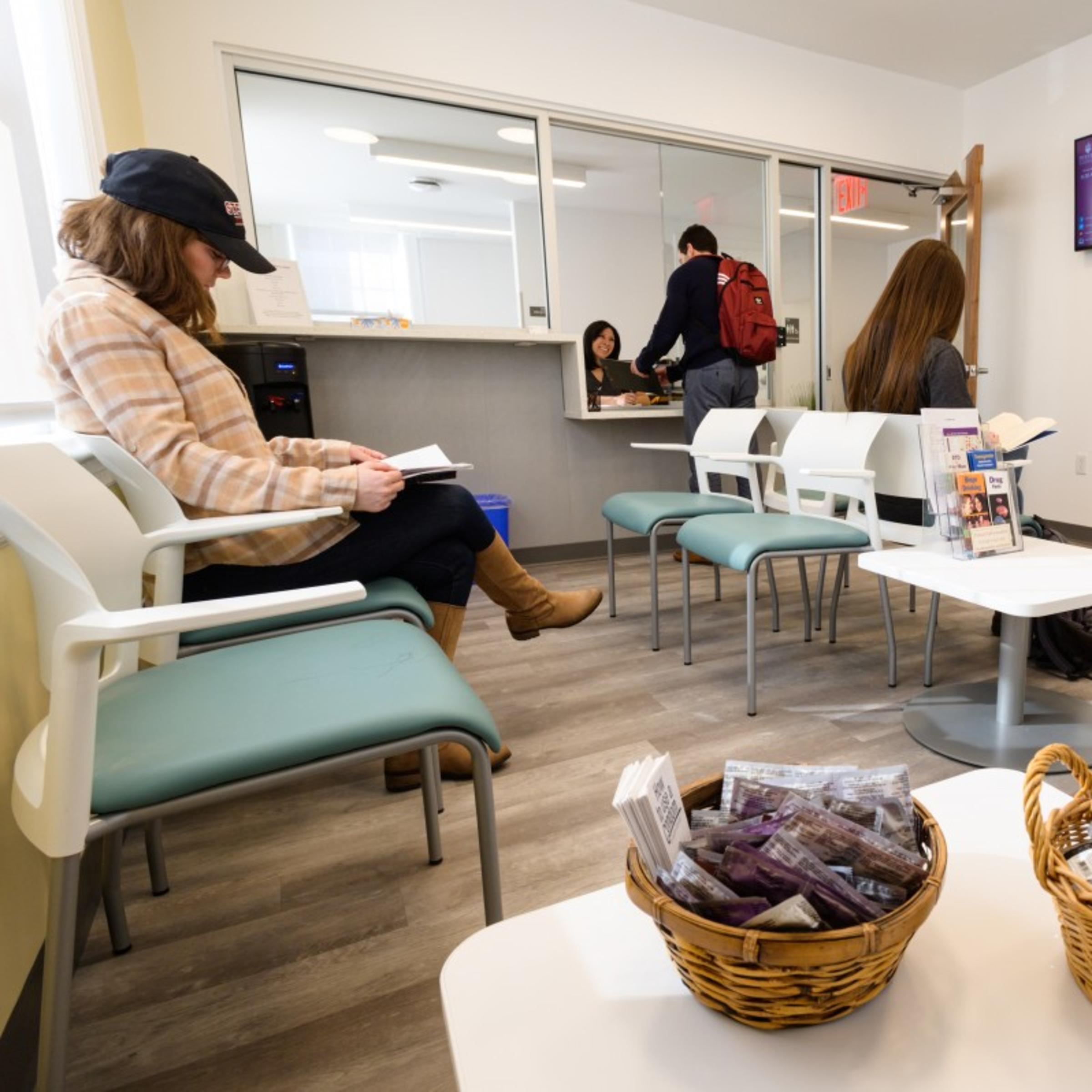 Waiting room at the Student Wellness Center