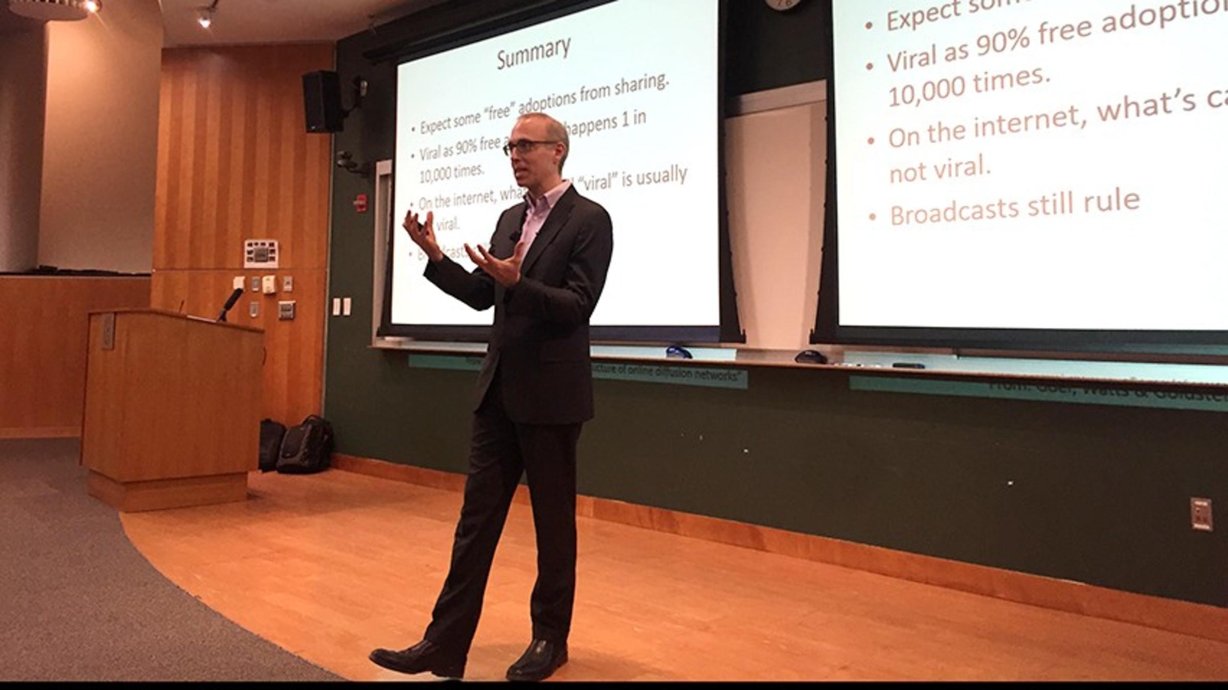 Dr. Dan Goldstein speaking during the Heath Lecture Series at the Stevens campus in Hoboken.