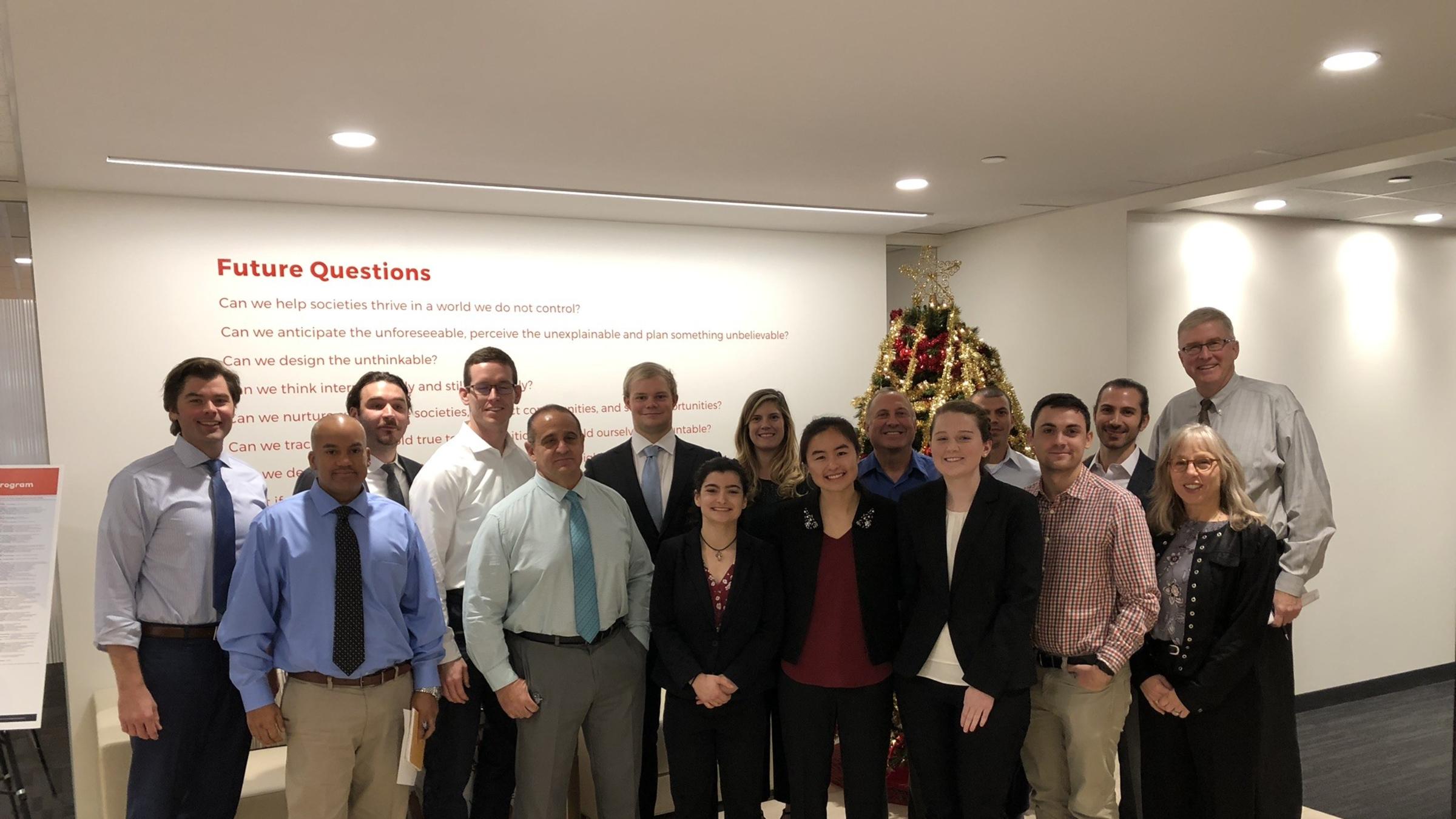 Bernie McNeilly (right) and civil engineering senior design teams at WSP.