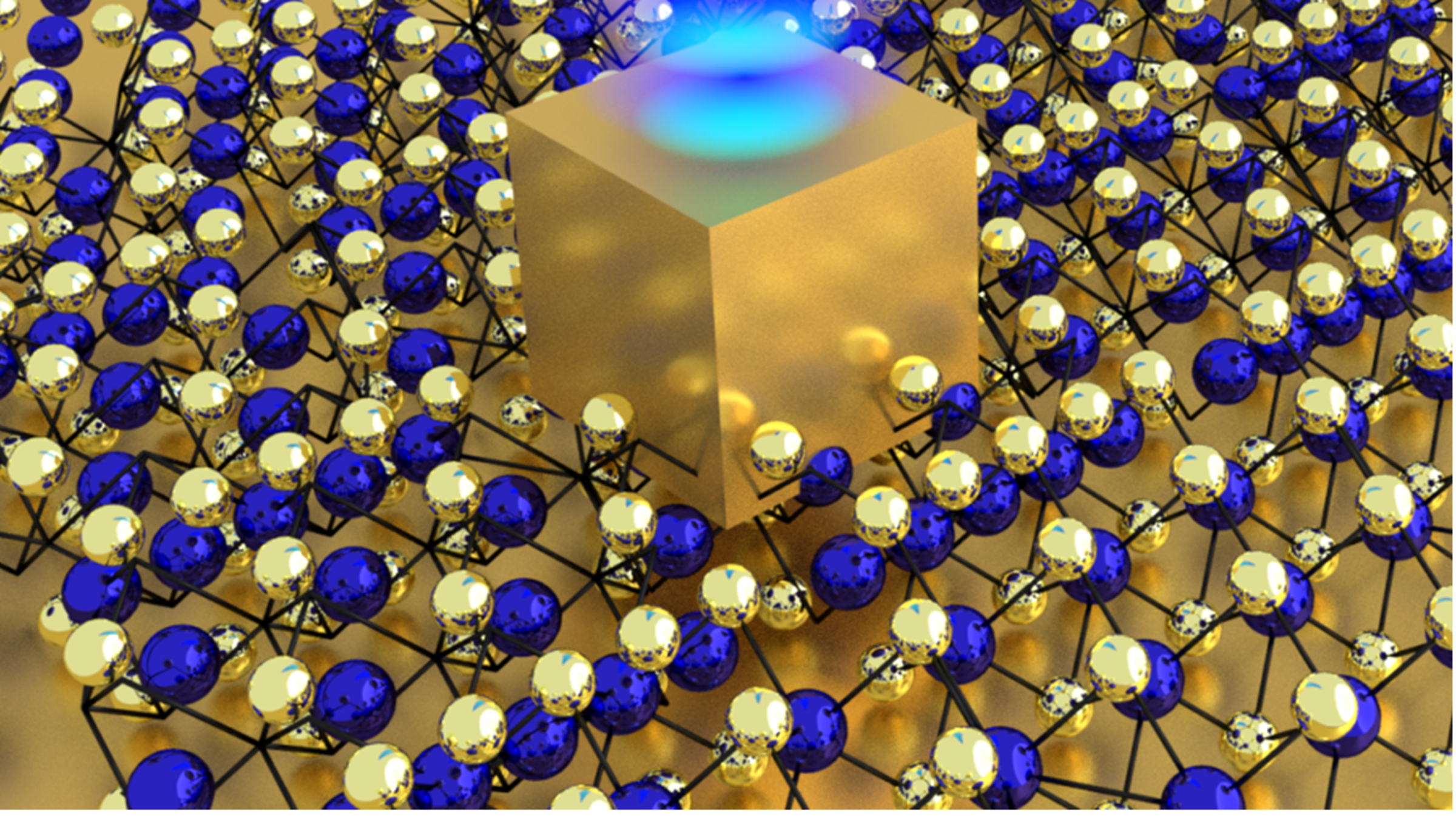 A single gold nanocube sits on top of an atom-thin material made of unique semiconductor crystals. The five nm gap is created between the bottom side of the gold nanocube and the gold mirror below it, concentrating enough energy to create a stream of phot