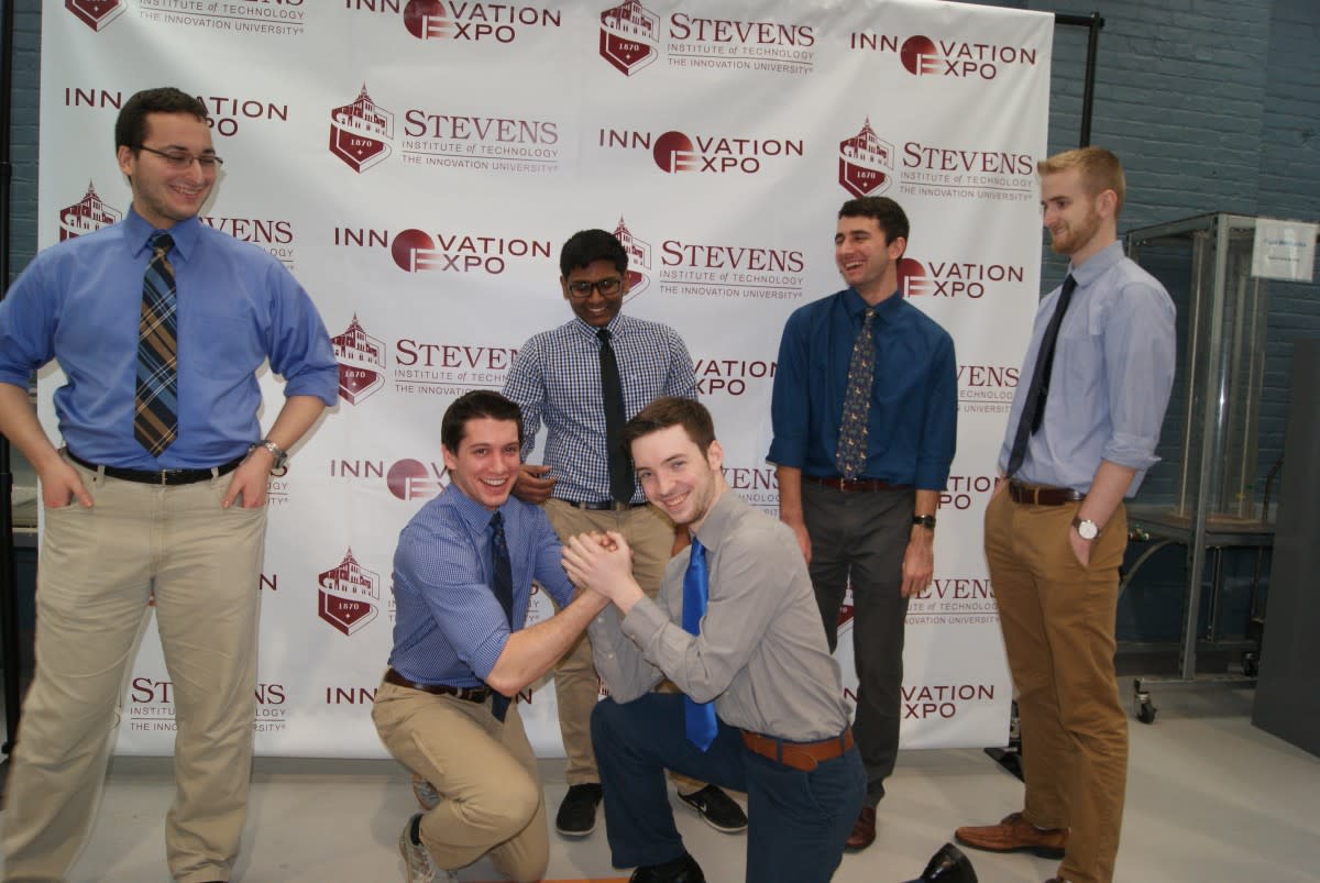 Stevens E.M. Spectrum Mapping team. From left to right: John Anticev, Gregory McNeil, Justin Holdridge, Arunvenkatesh Aruljothi, Michael Moschetti and Johnathan Grotke. CREDIT: Khamini Persaud.