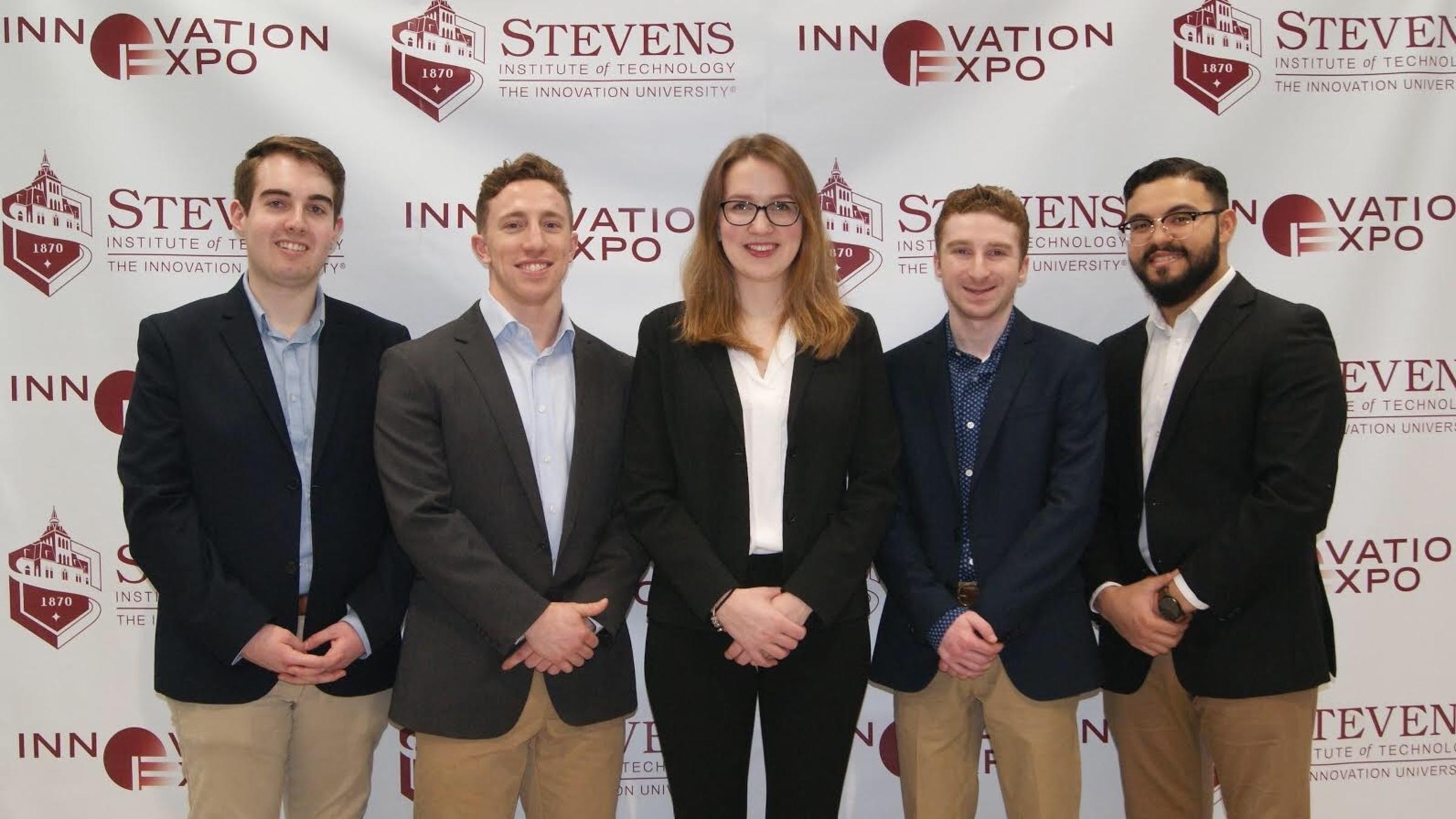 Stevens OrthoSight Team, from left to right: John Mottole, Ted D'Amico, Izabela Serowik, Ian Hipschman, and Hashem Selim. CREDIT: Khamini Persaud.