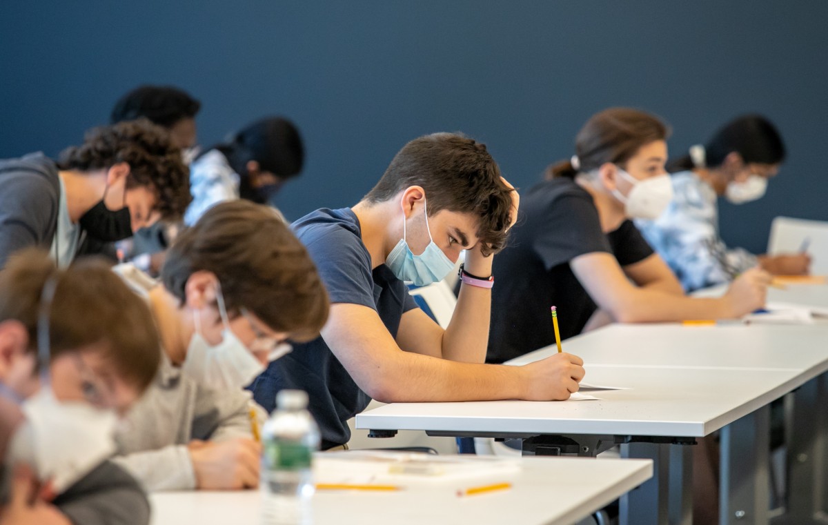 high school students testing at Stevens Math Olympiad
