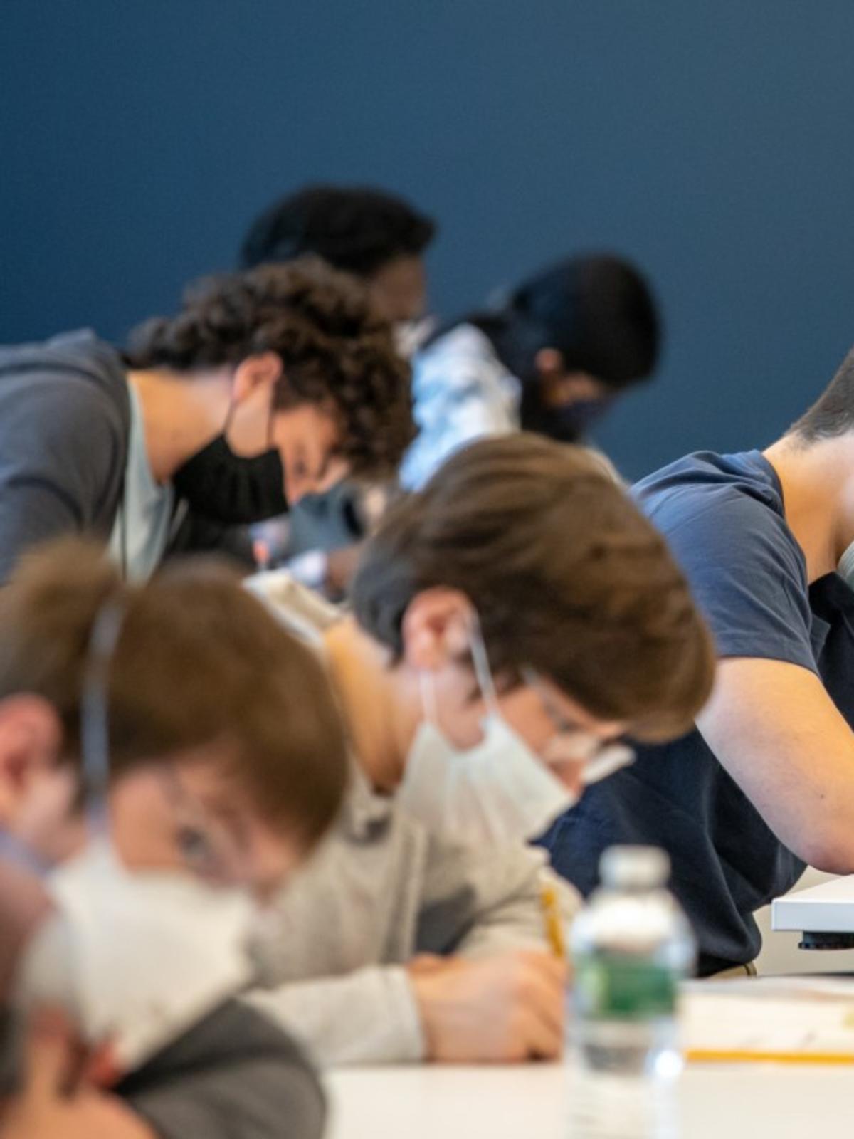 high school students testing at Stevens Math Olympiad