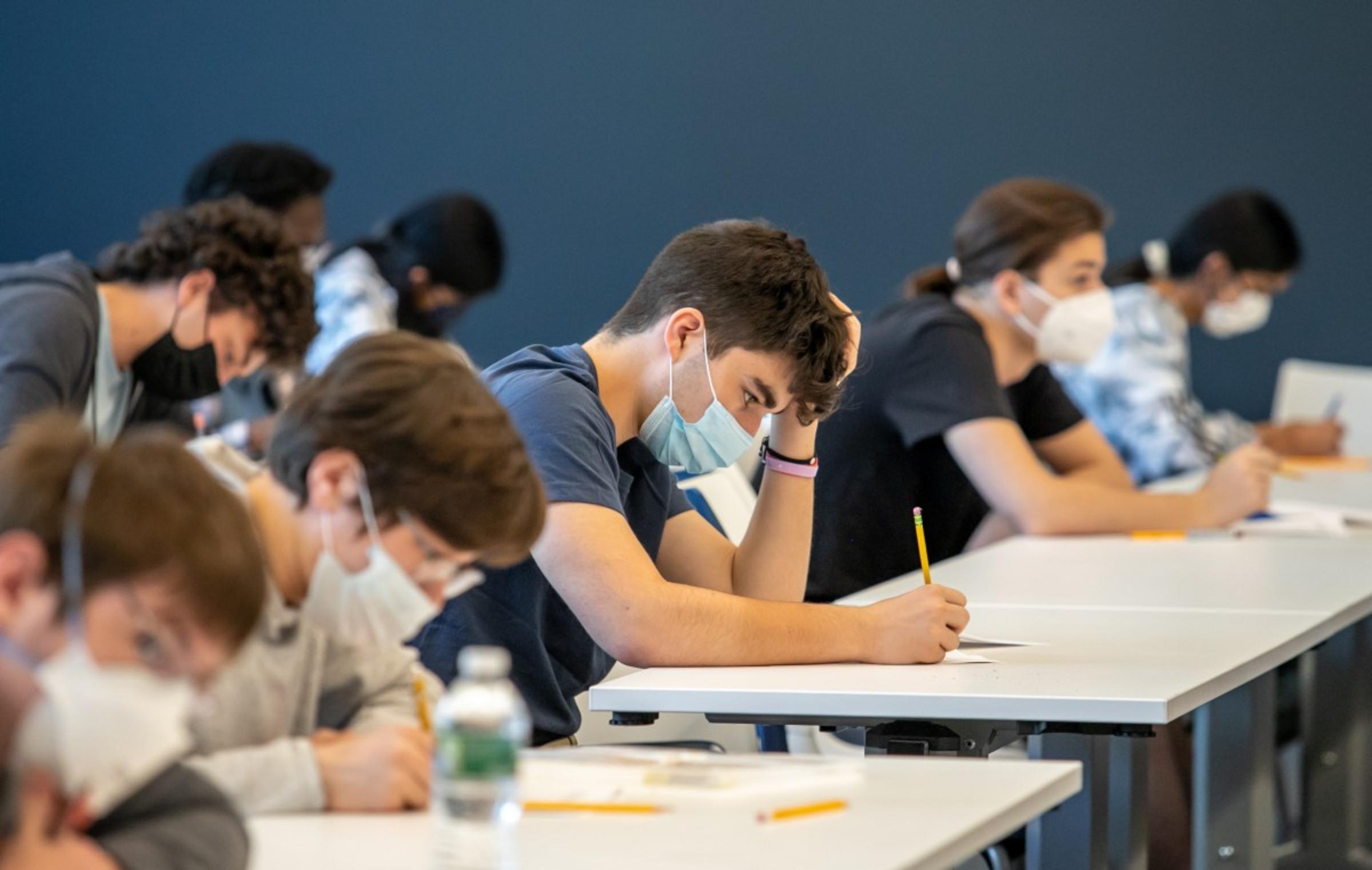 high school students testing at Stevens Math Olympiad