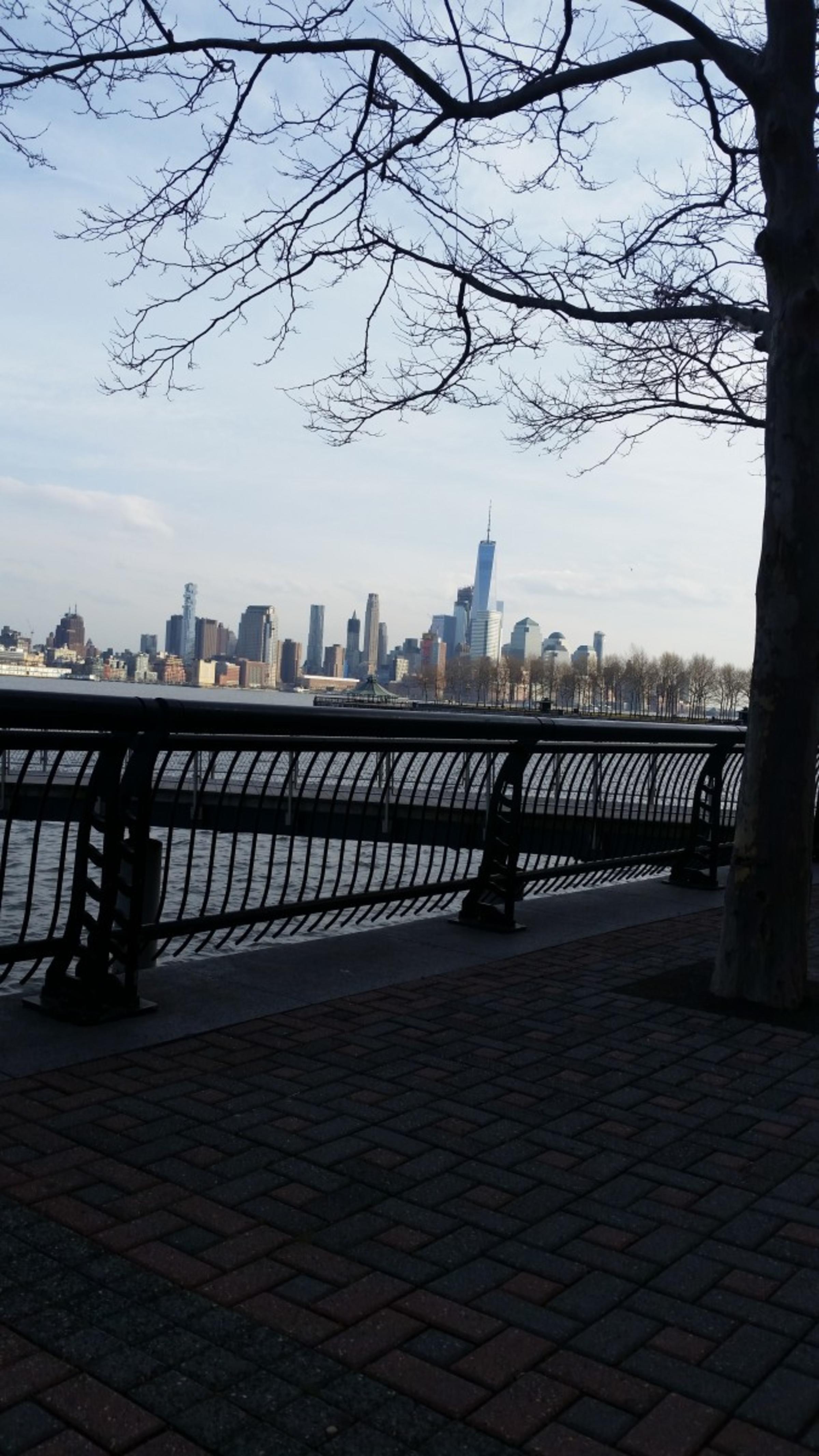A view of the NYC skylike and Hudson River from Hoboken, N.J