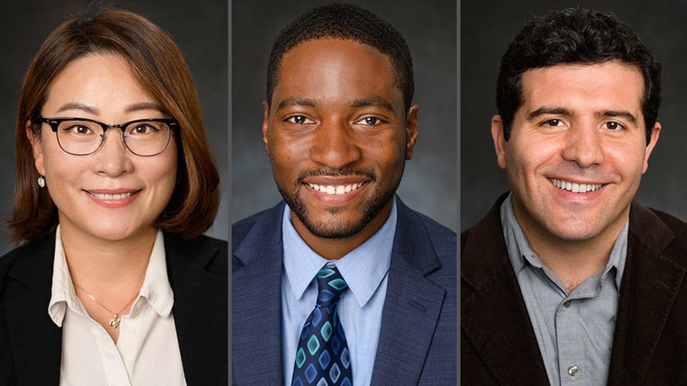 From left to right: New SSE faculty: Dr. Sang Won (Grace) Bae, Dr. Philip Odonkor and Dr. Mehmet Gunes.