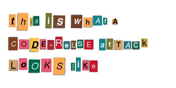 A cut and paste ransom note illustrating a code-reuse attack. CREDIT: Ransomizer.com