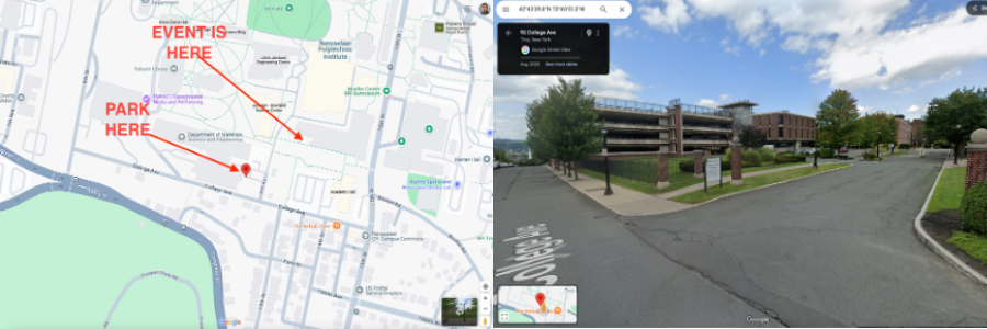 Map showing how to get to where the CRAFT meeting is being held at RPI