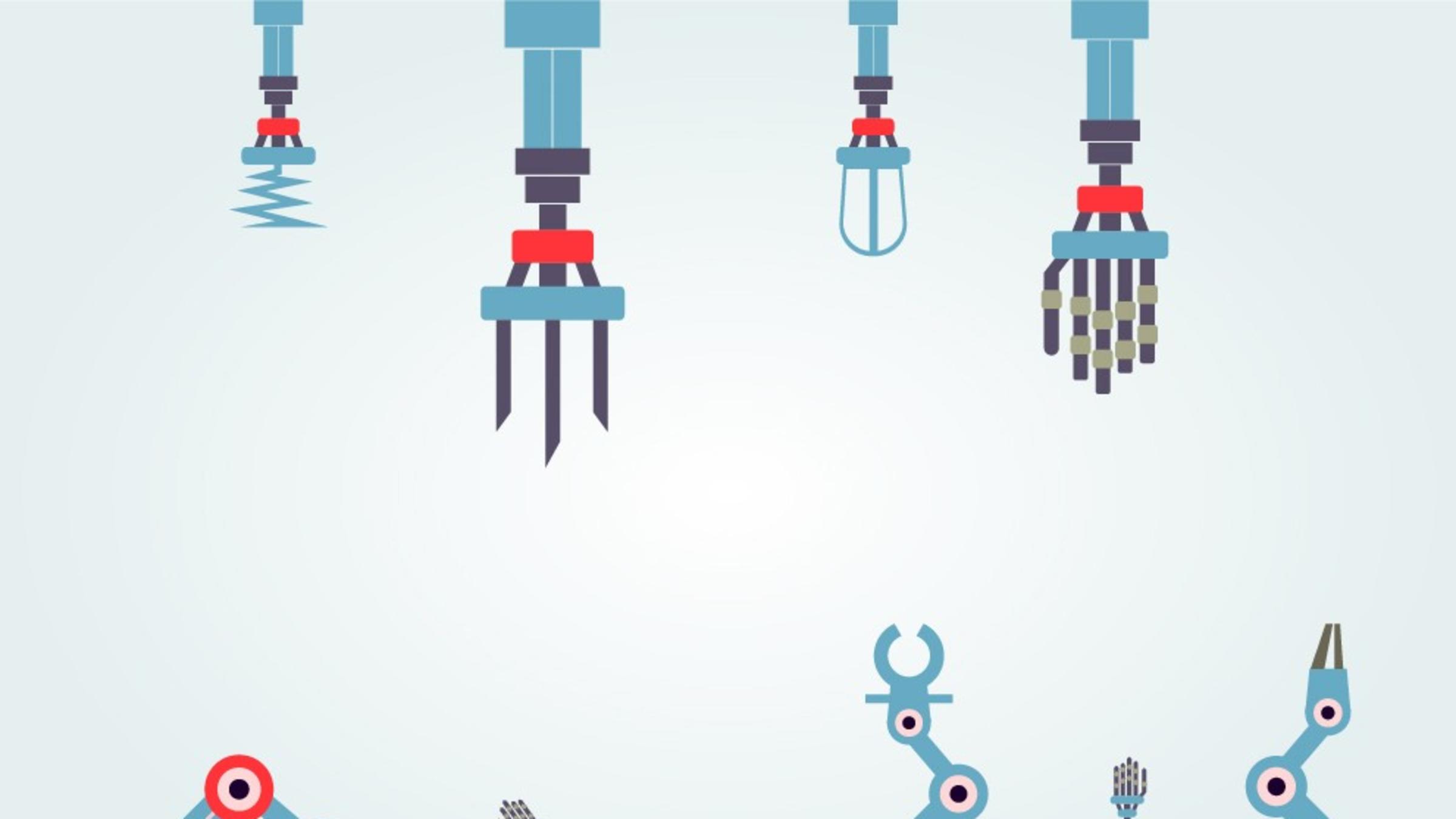 10 stylized images of robotic hands