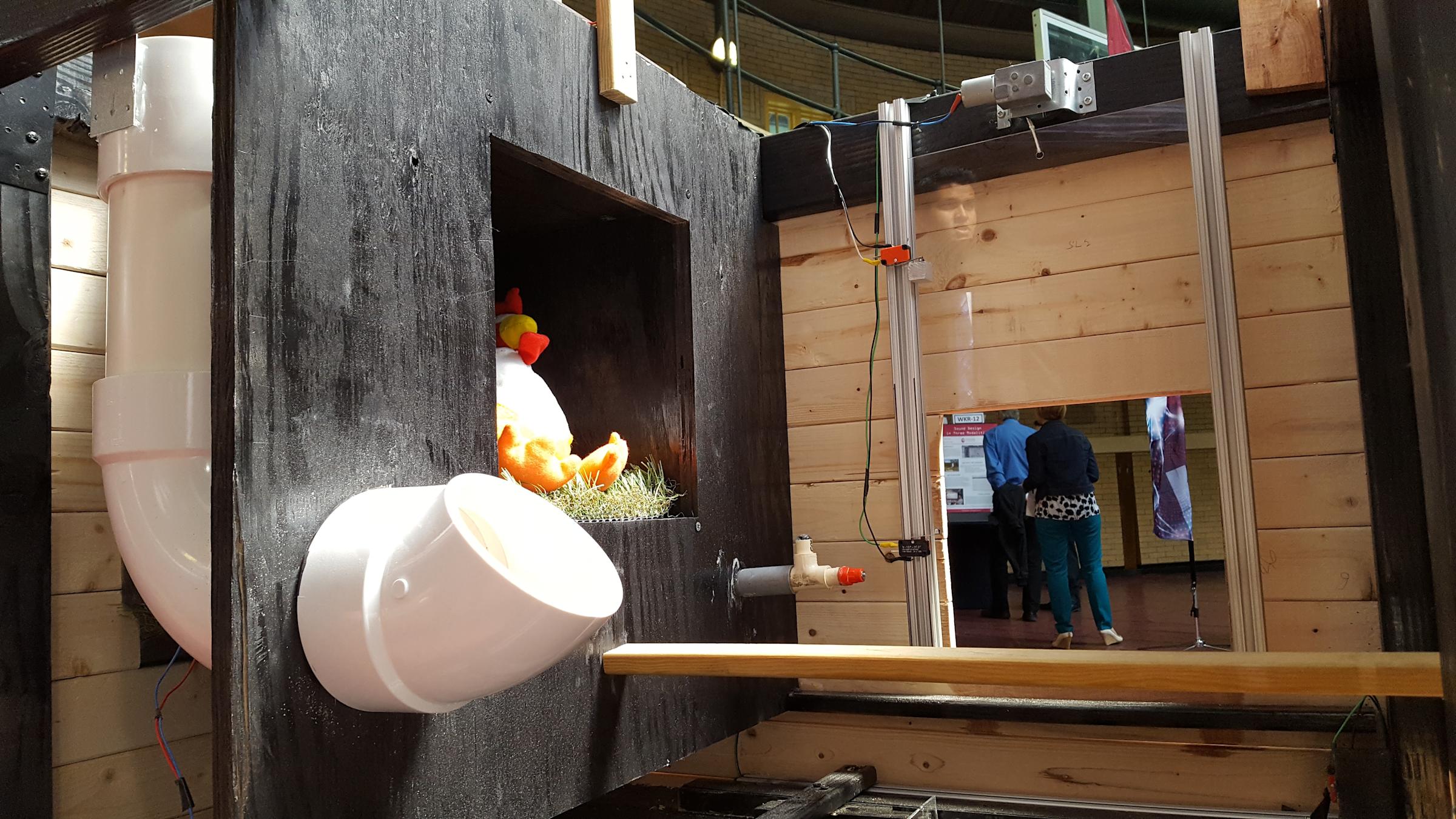 The inside of the Chick-Inn, complete with a stuffed chicken for reference