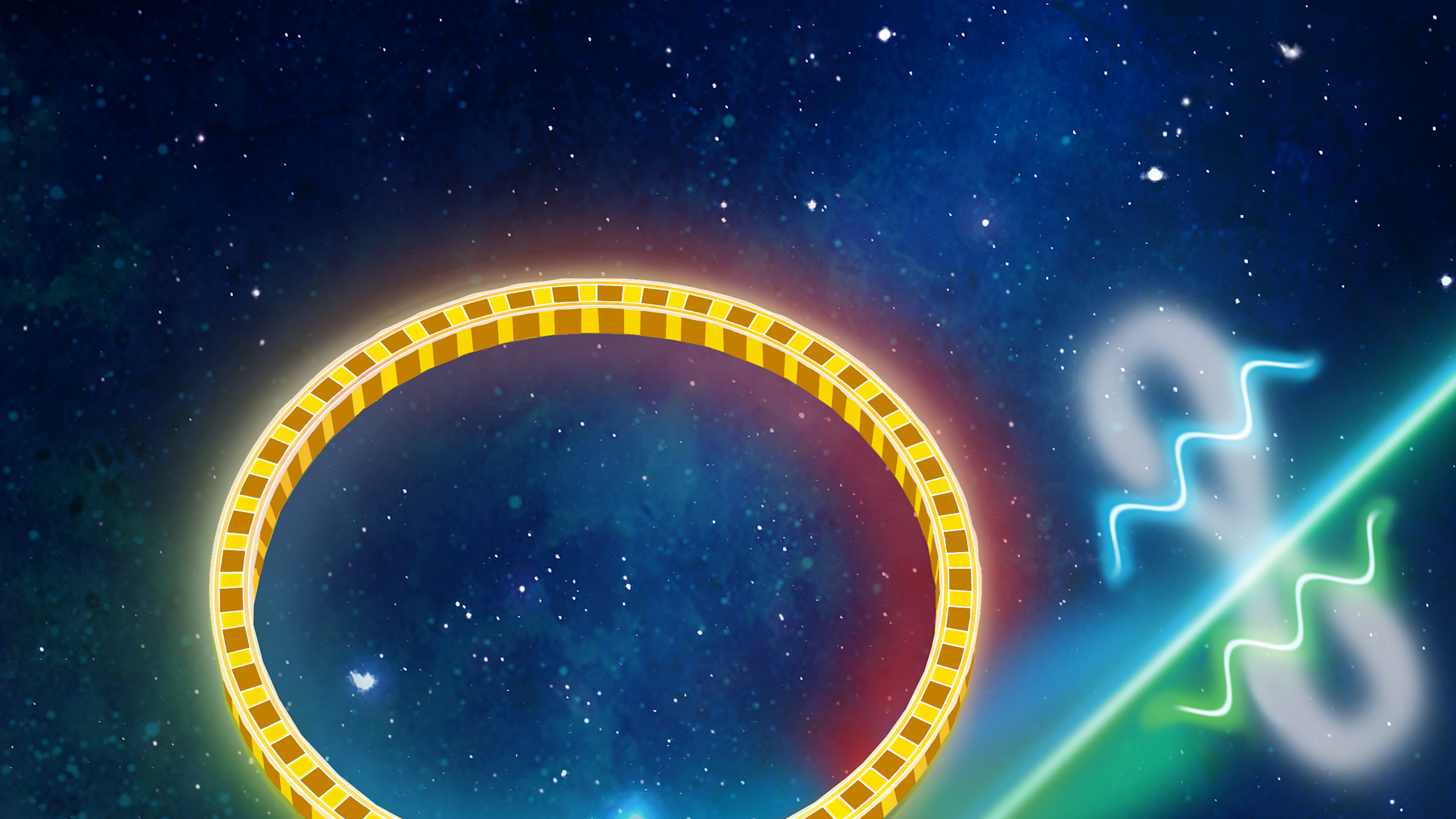 A golden ring representing a circuit that generates entangled photon pairs.